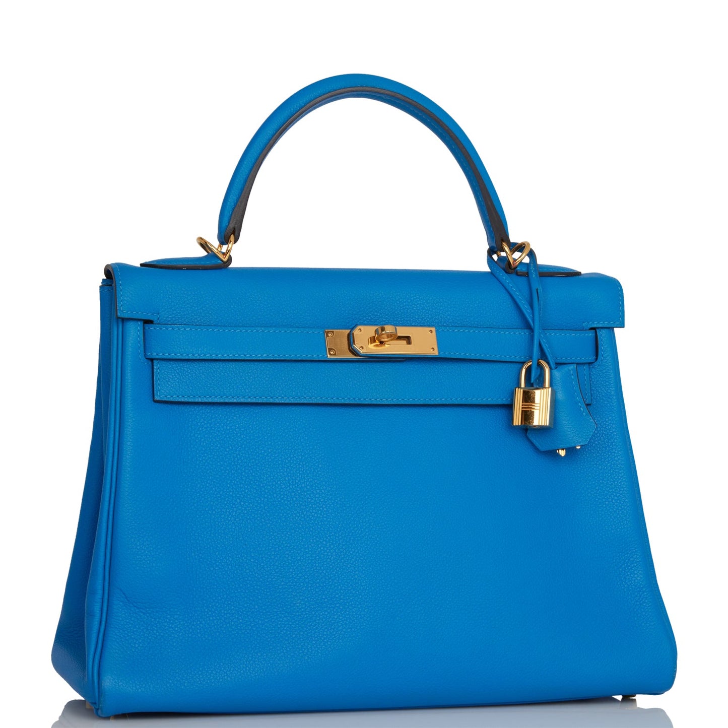 Hermes Kelly Retourne Bleu Hydra Evercolor Hardware Handbag Gold Travel Bag