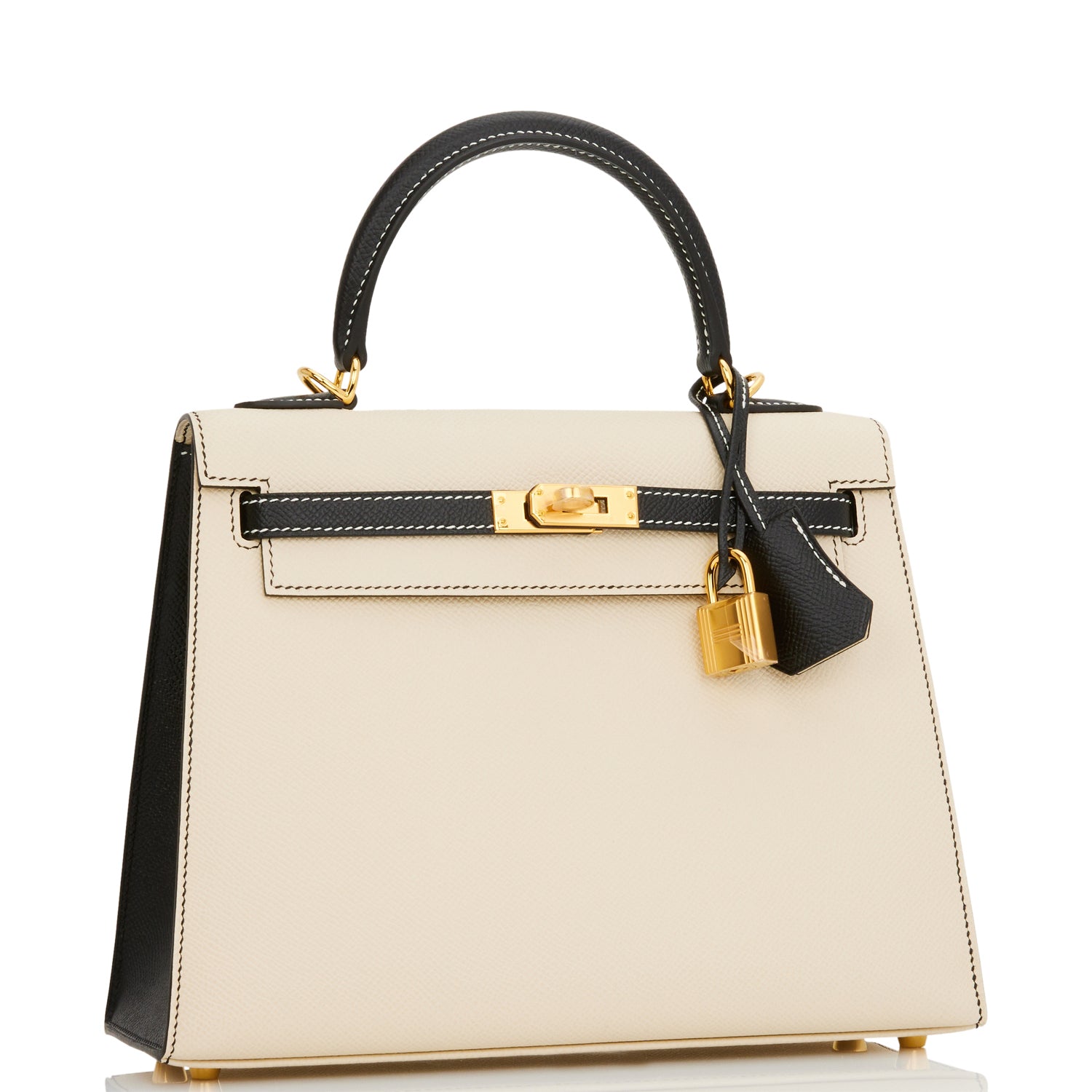 Hermes Kelly Sellier Nata And Epsom Hardware Handbag Black Gold Travel Bag