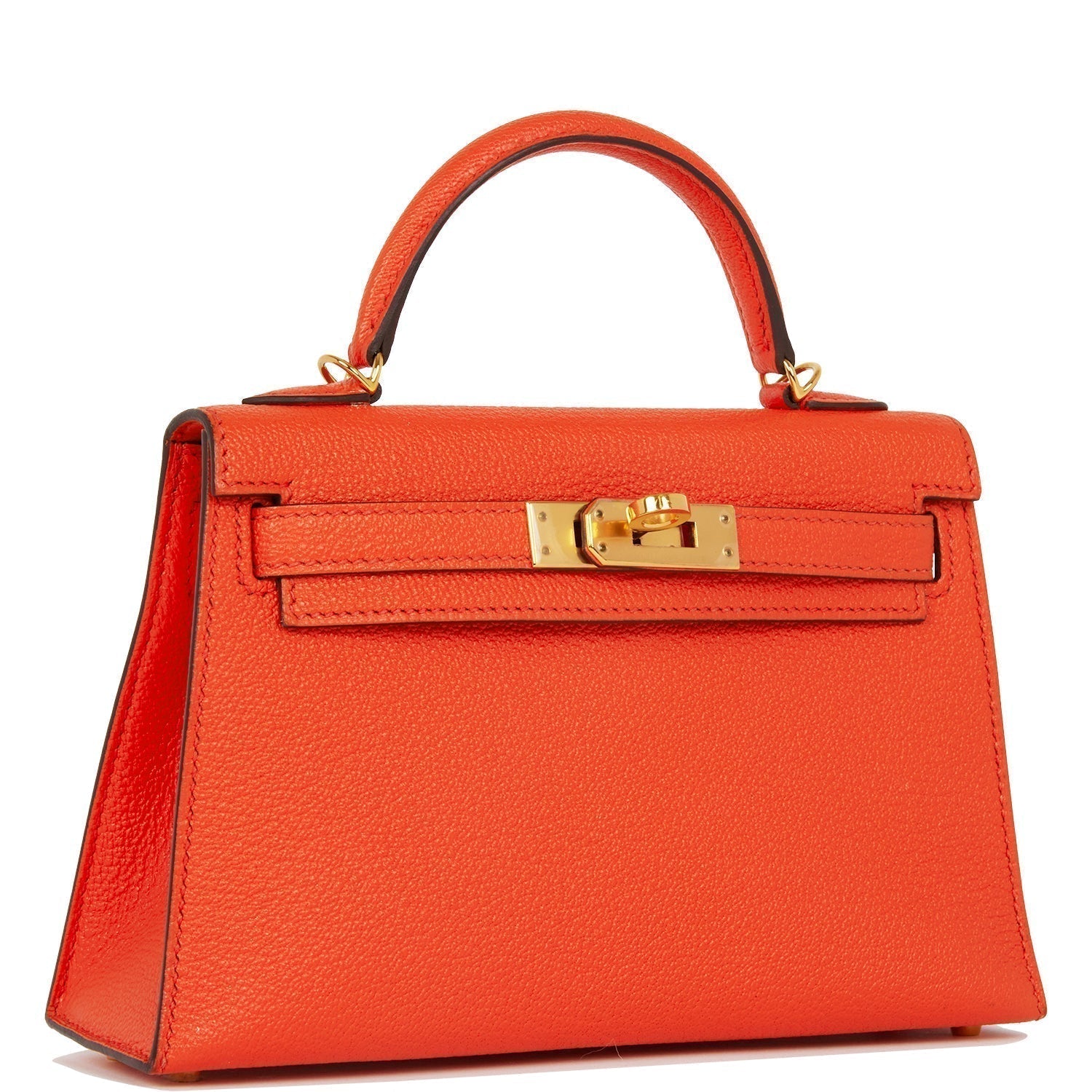 Hermes Kelly Sellier Feu Chevre Hardware Handbag Gold Travel Bag