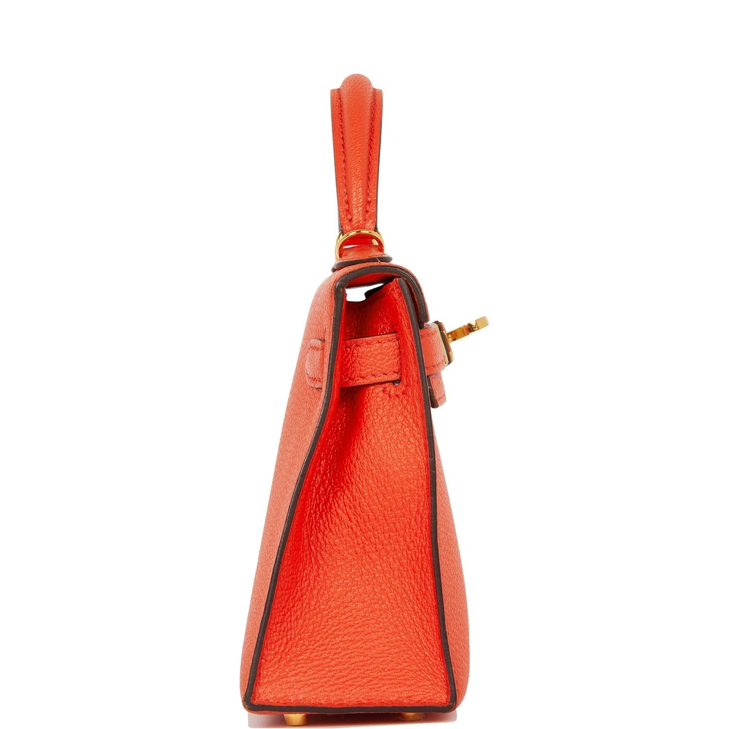 Hermes Kelly Sellier Feu Chevre Hardware Handbag Gold Travel Bag