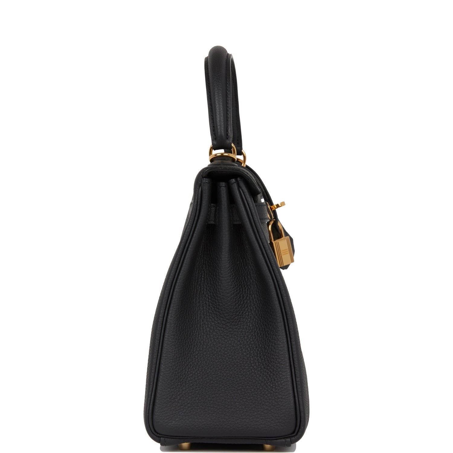 Hermes Kelly Retourne Togo Hardware Handbag Black Gold Travel Bag 10