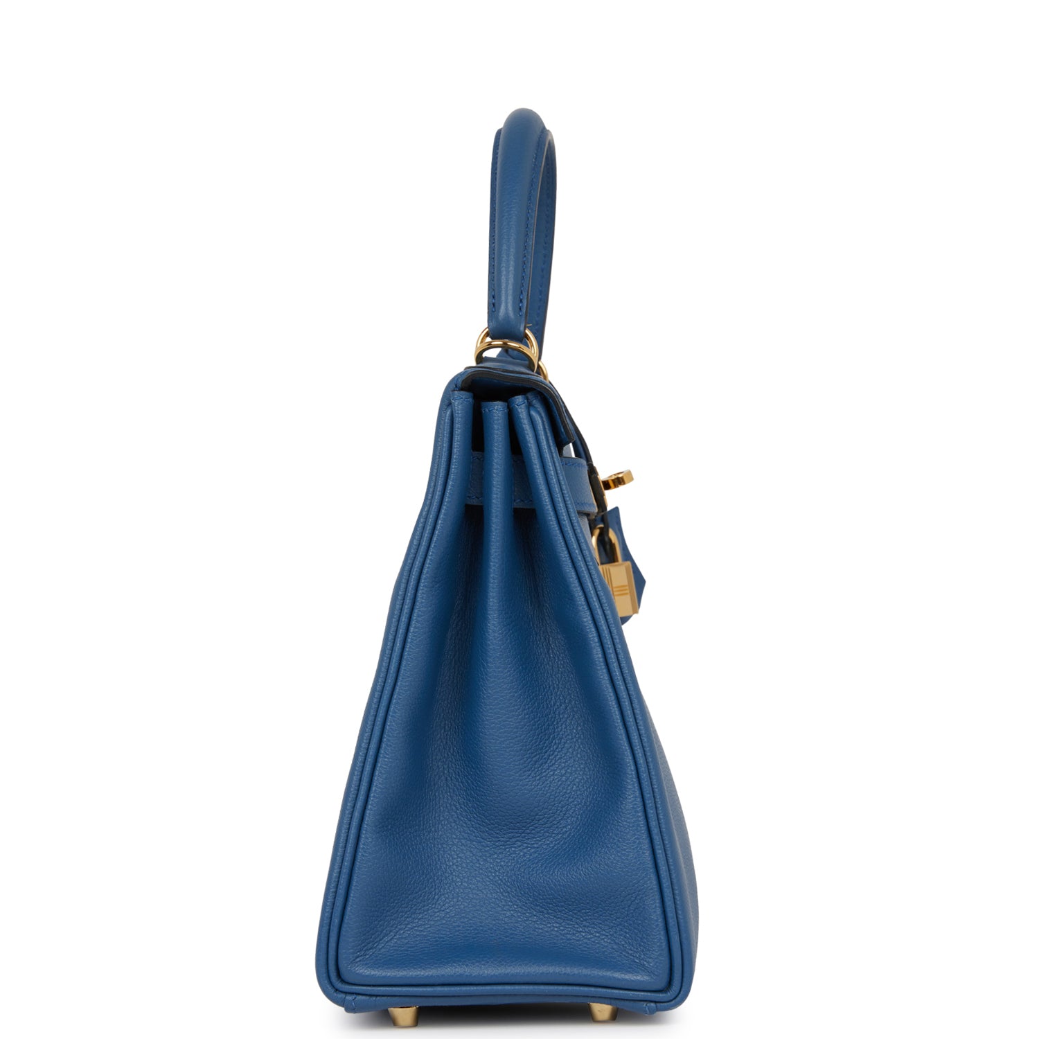 Hermes Kelly Retourne Bleu Agate Evercolor Hardware Handbag Gold Travel Bag