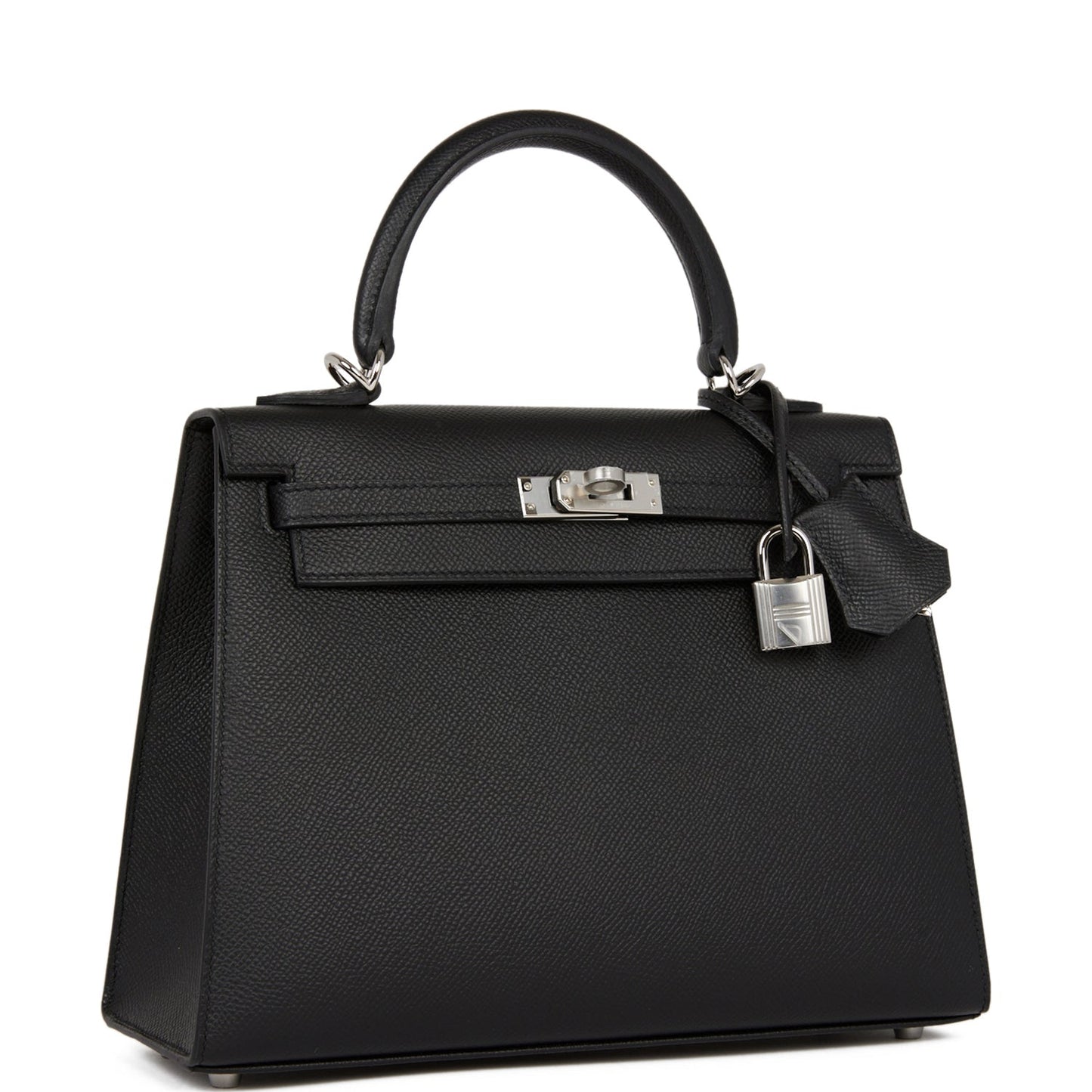 Hermes Kelly Sellier Epsom Palladium Hardware Handbag Black Travel Bag 9