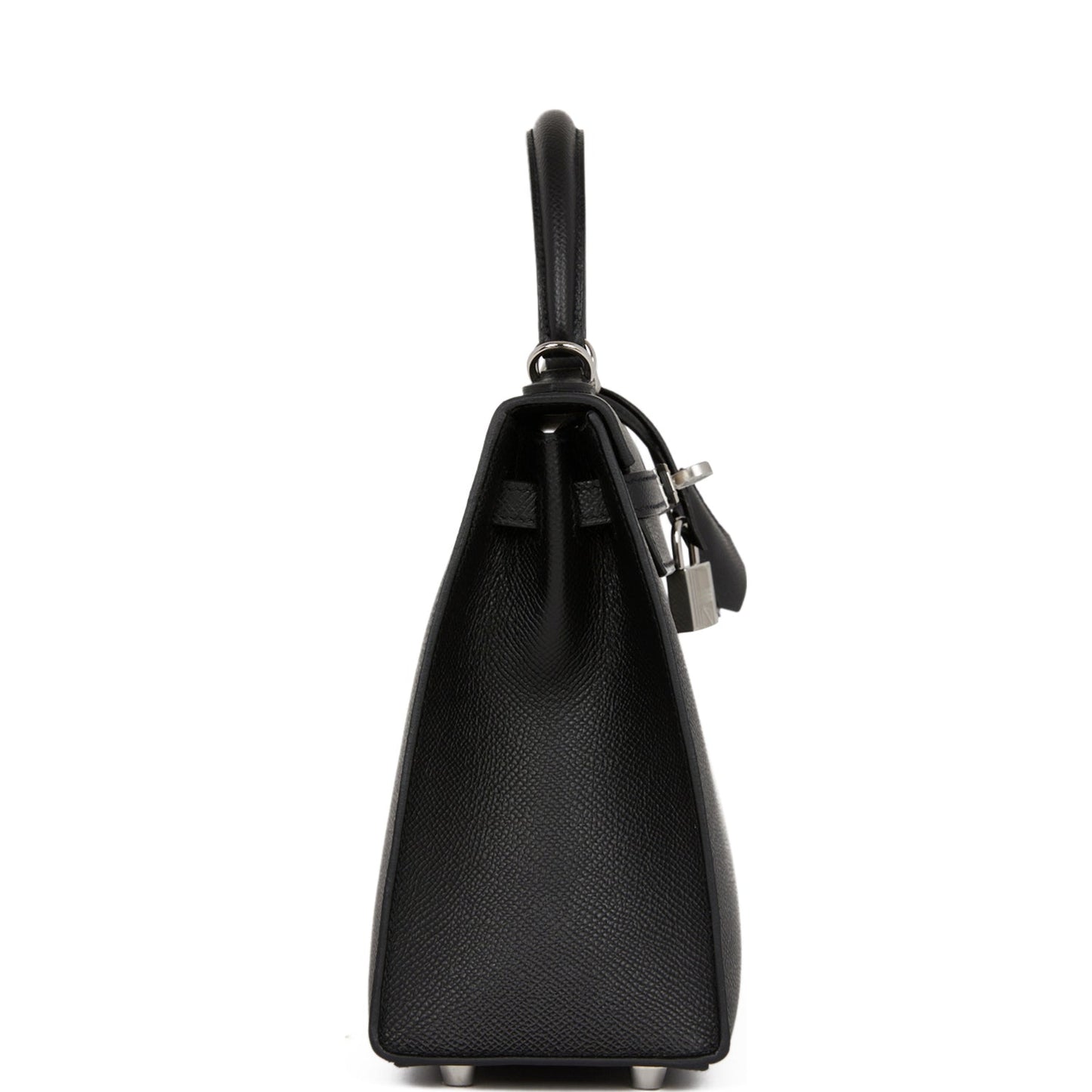 Hermes Kelly Sellier Epsom Palladium Hardware Handbag Black Travel Bag 9