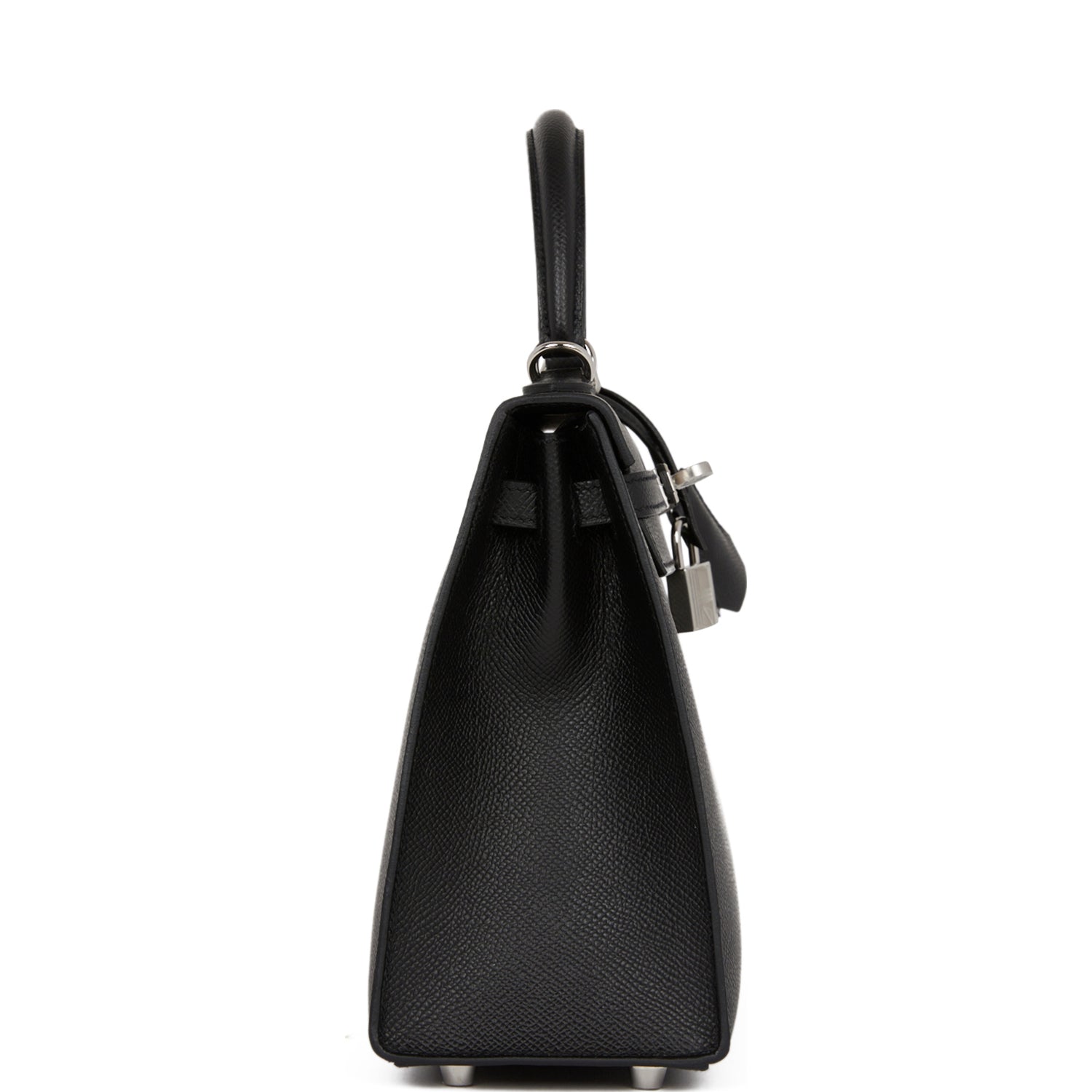 Hermes Kelly Sellier Epsom Palladium Hardware Handbag Black Travel Bag 9