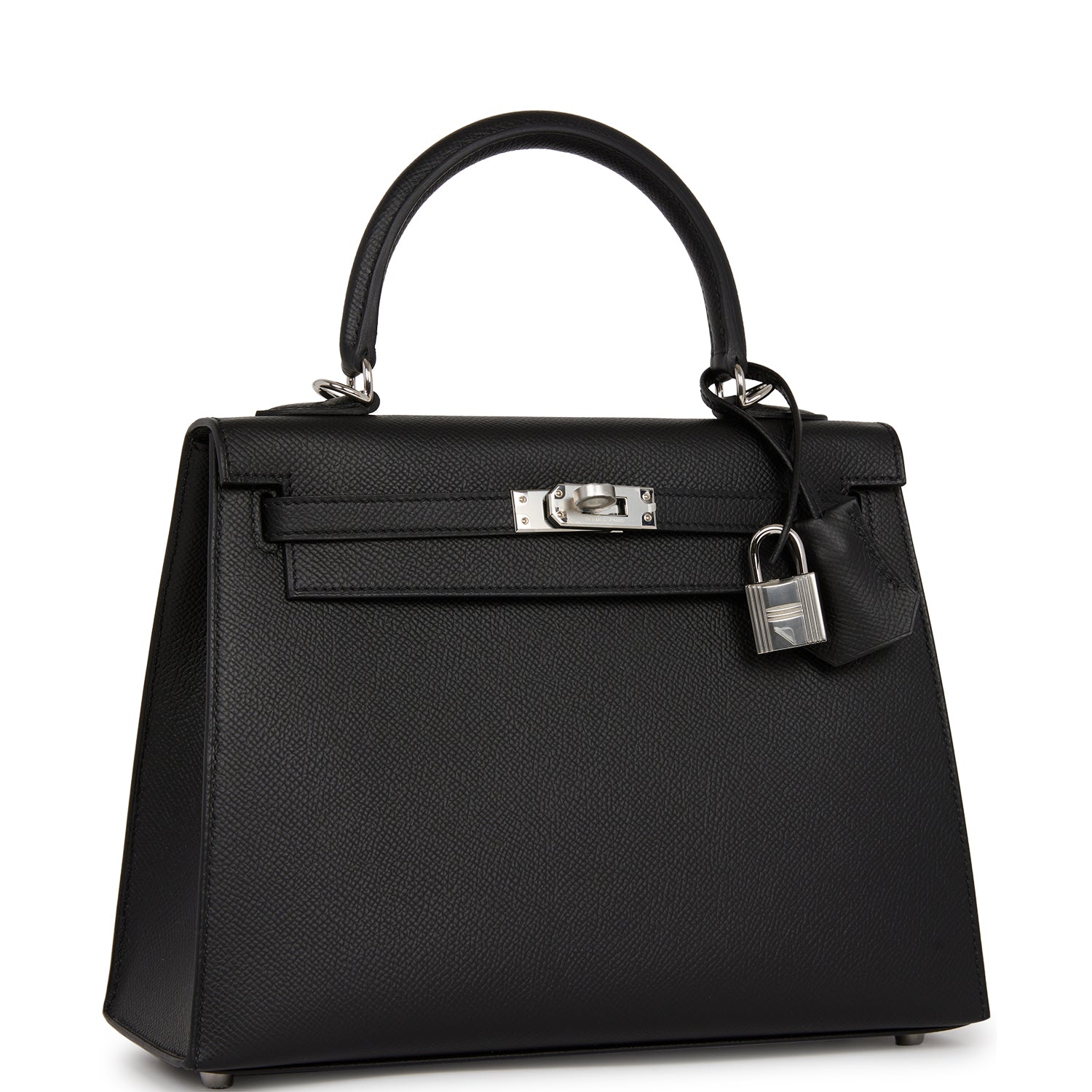 Hermes Kelly Sellier Epsom Palladium Hardware Handbag Black Travel Bag Hardware 3