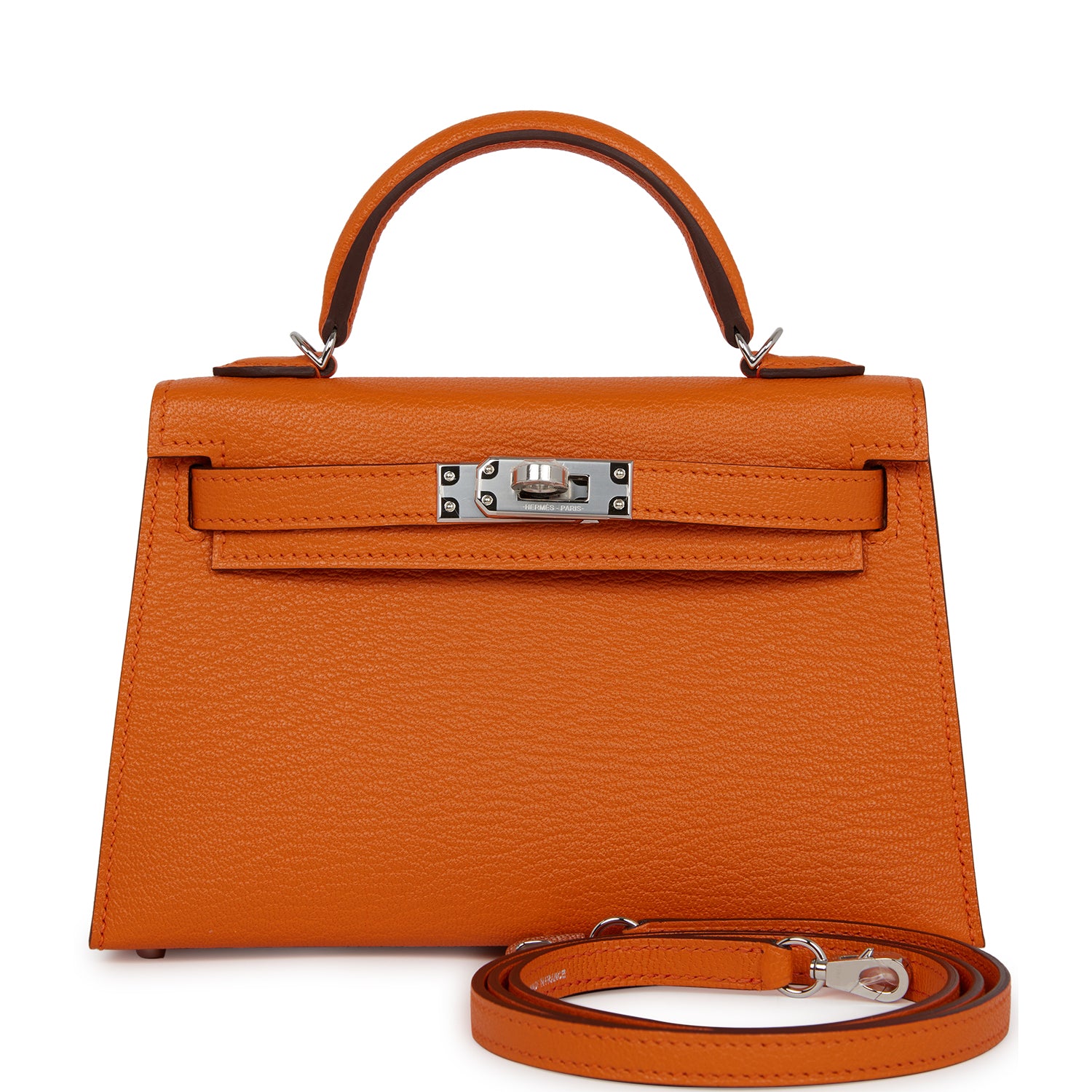 Hermes Kelly Sellier Orange Verso Chèvre Palladium Hardware Travel Bag