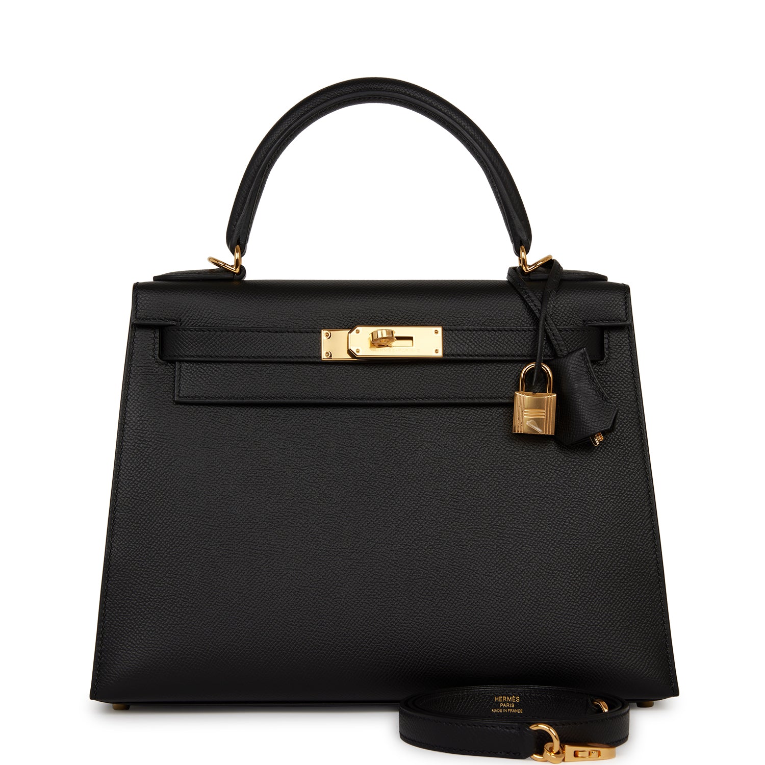 Hermes Kelly Sellier Epsom Hardware Handbag Black Gold Travel Bag Hardware 8