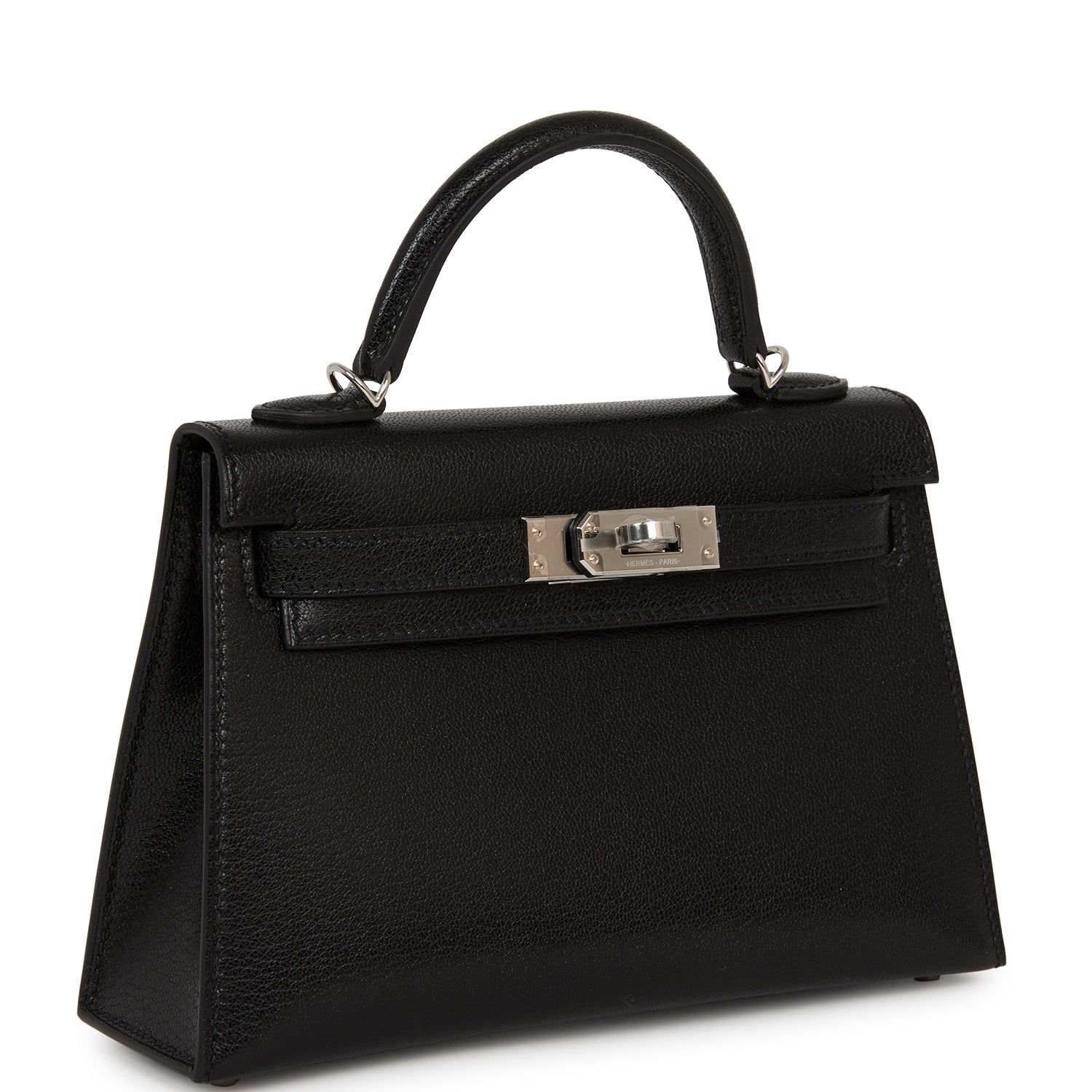 Hermes Kelly Sellier Chevre Chamkila Palladium Hardware Handbag Black Travel Bag Hardware 1