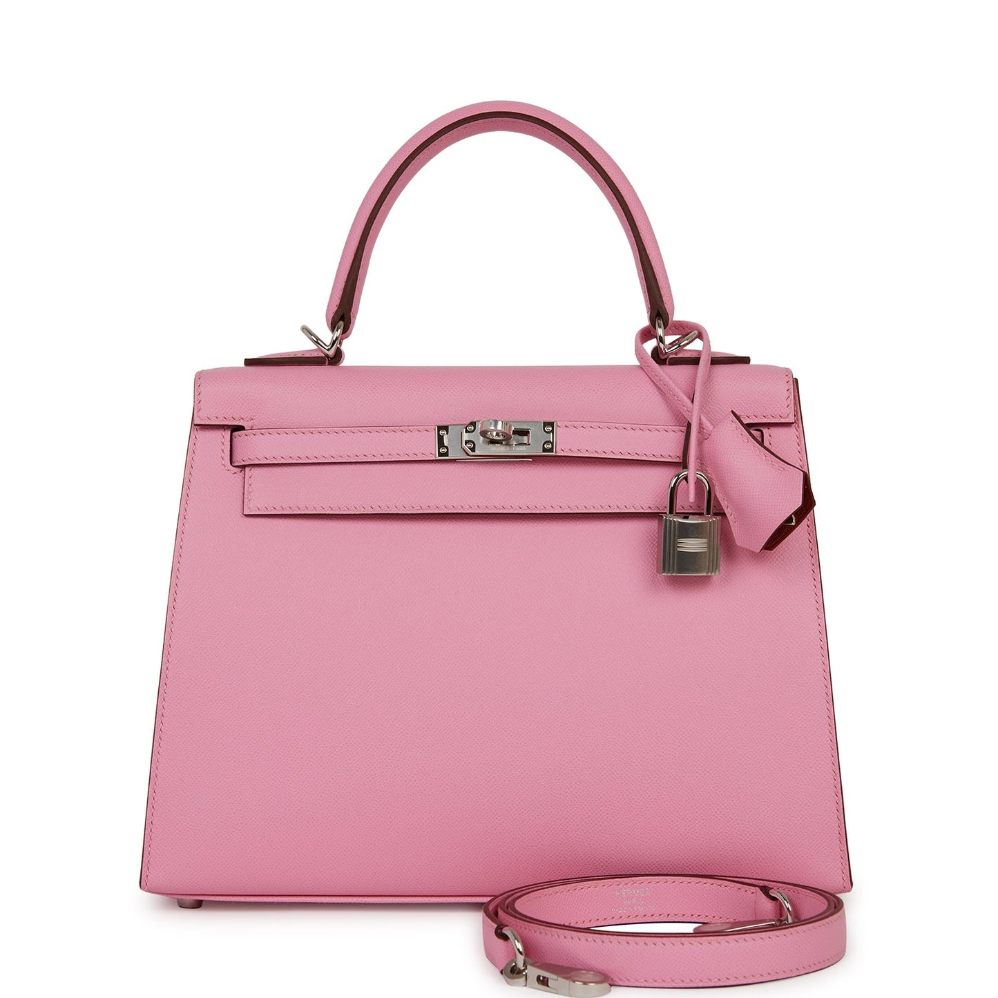Hermes Kelly Sellier Verso Madame Palladium Hardware Handbag Pink Travel Bag