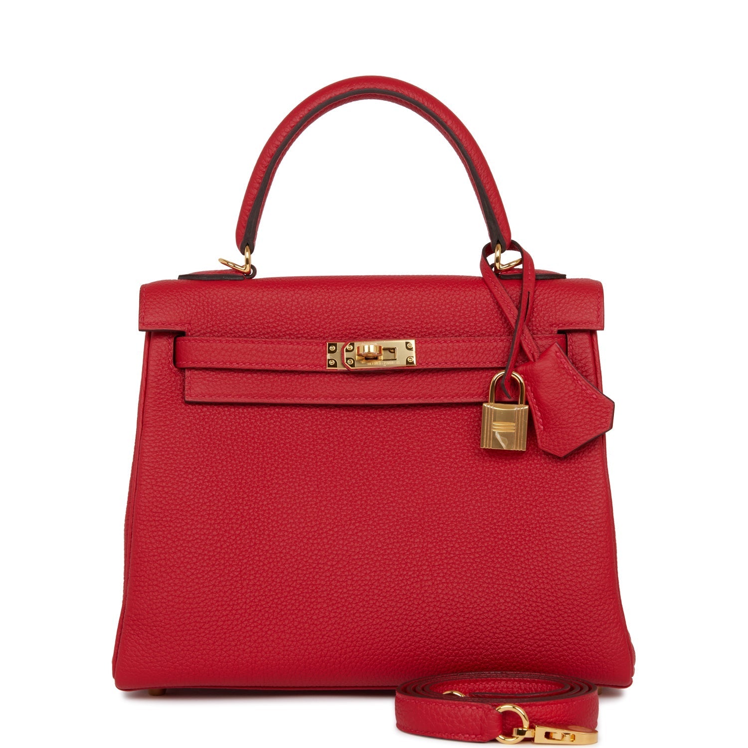 Hermes Kelly Retourne Rouge Cas Ue Togo Hardware Gold Travel Bag