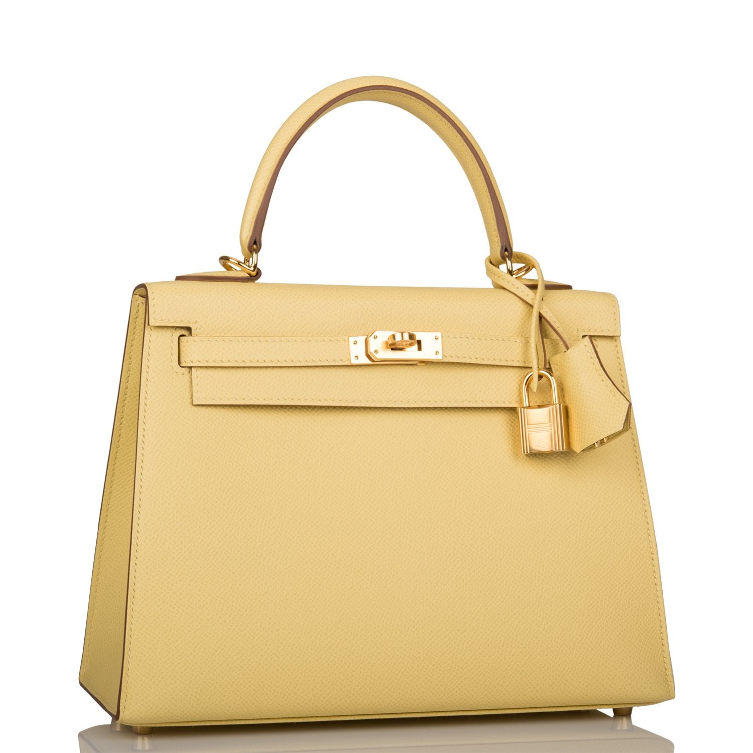 Hermes Kelly Sellier Jaune Poussin Epsom Hardware Handbag Gold Travel Bag