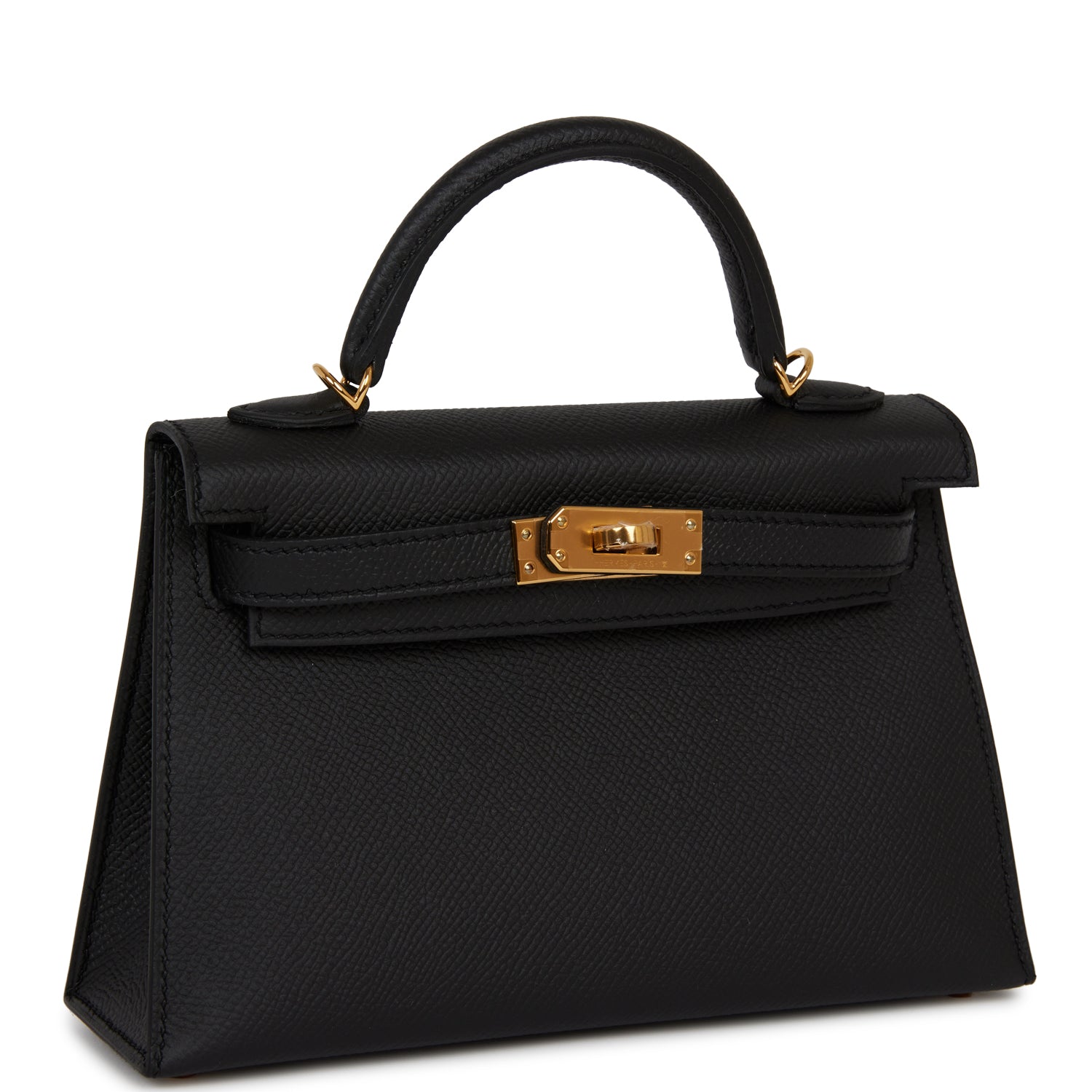 Hermes Kelly Sellier Epsom Hardware Handbag Black Gold Travel Bag For Yt