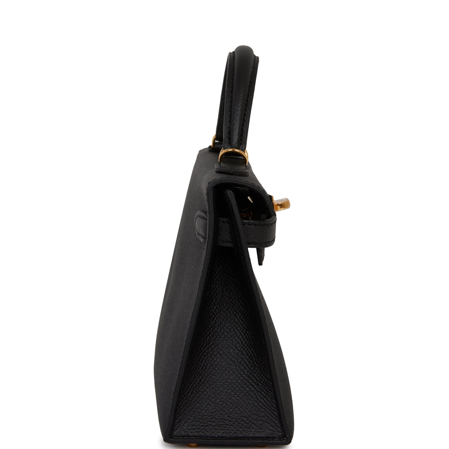 Hermes Kelly Sellier Epsom Hardware Handbag Black Gold Travel Bag For Yt
