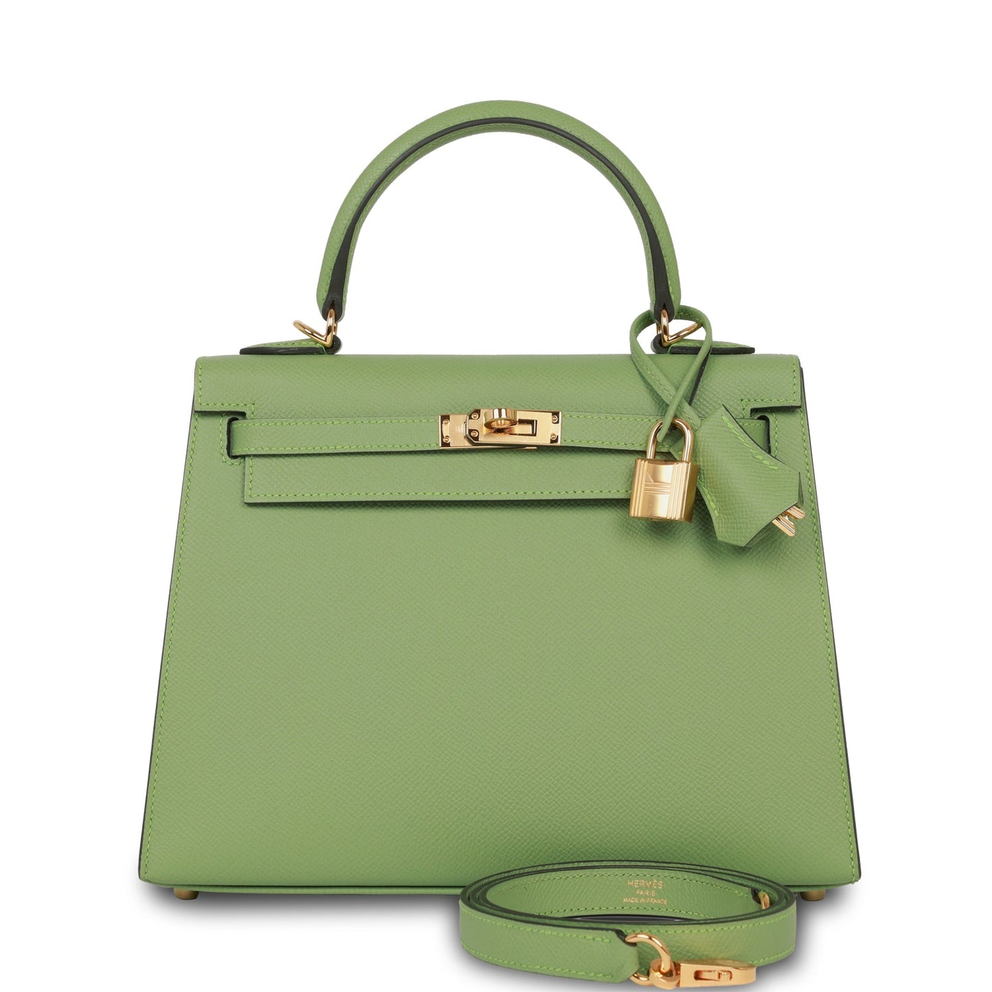 Hermes Kelly Sellier Vert Criquet Epsom Hardware Handbag Gold Travel Bag Hardware 4