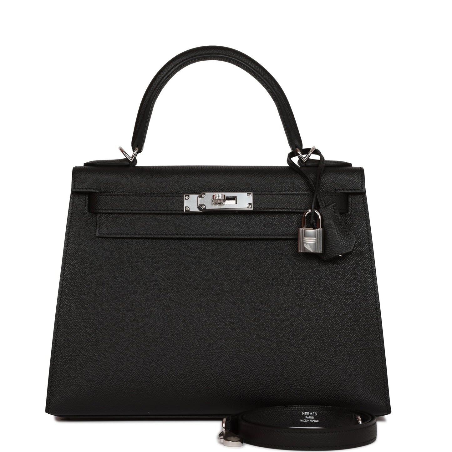 Hermes Kelly Sellier Epsom Palladium Hardware Handbag Black Travel Bag Hardware 2