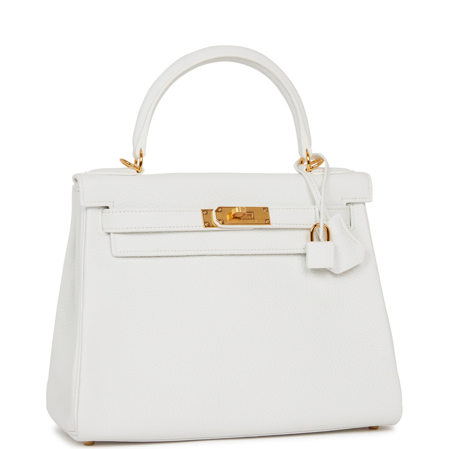 Hermes Kelly Retourne Clemence Hardware Handbag White Gold Travel Bag Gold Hardware