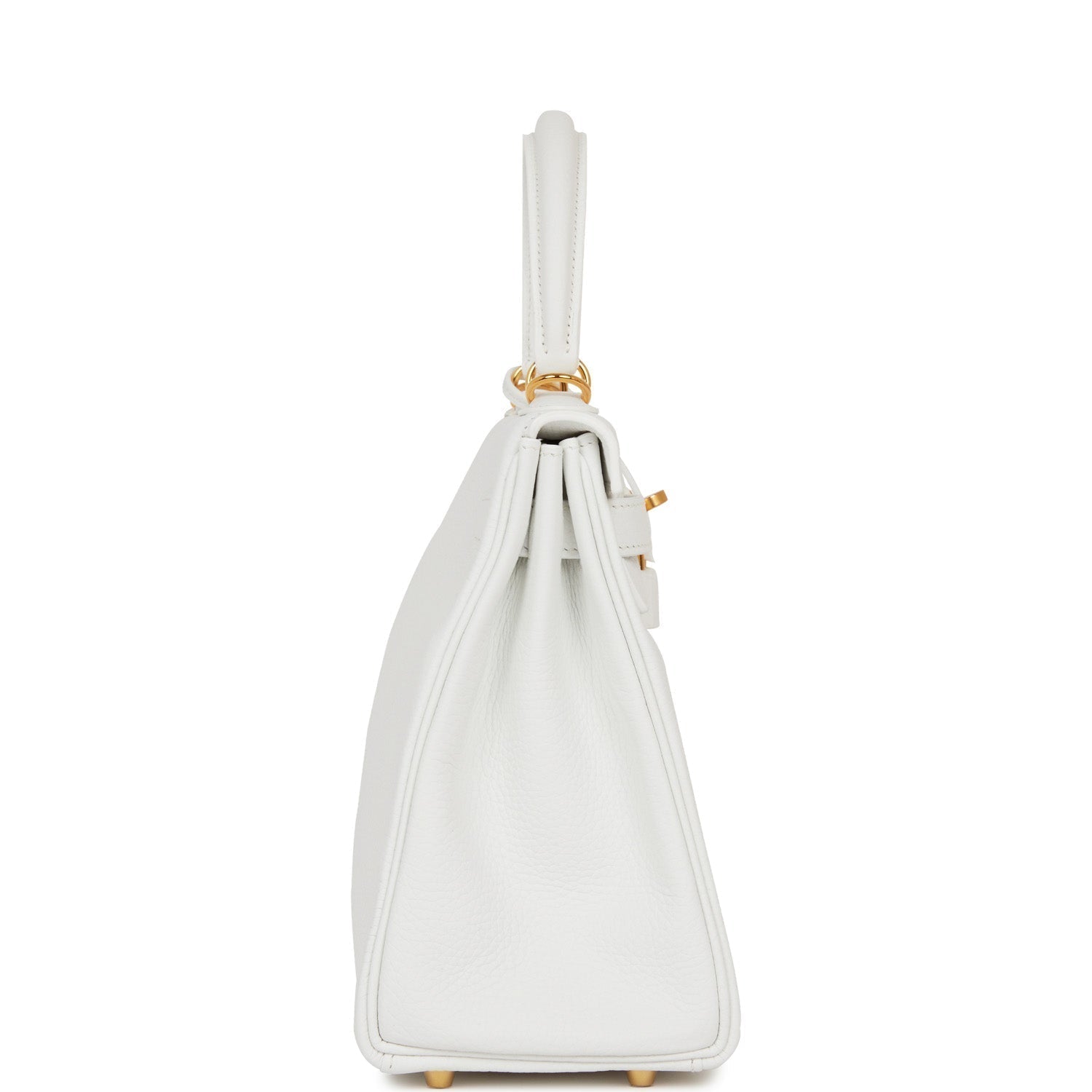 Hermes Kelly Retourne Clemence Hardware Handbag White Gold Travel Bag