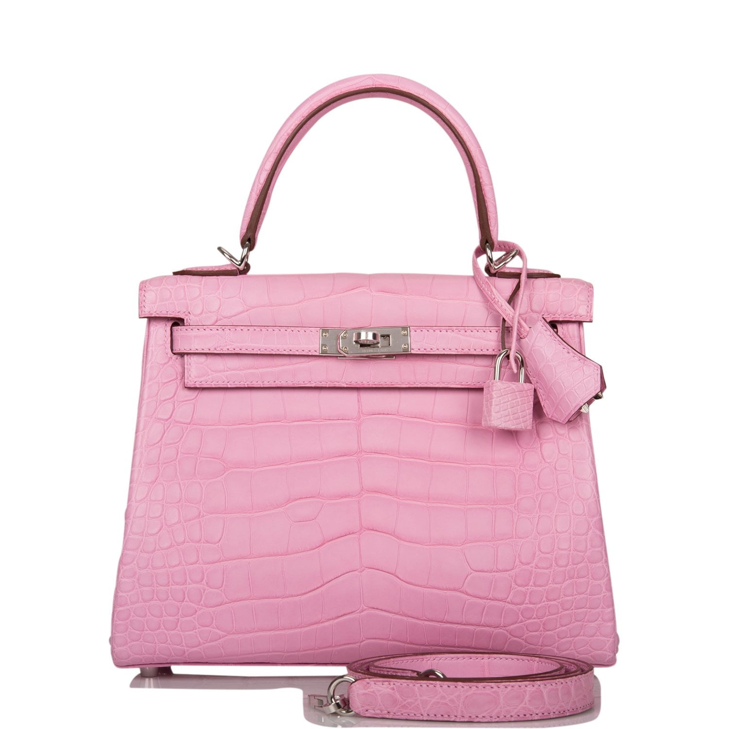 Hermes Kelly Retourne Bubblegum 5P Matte Alligator Palladium Travel Bag