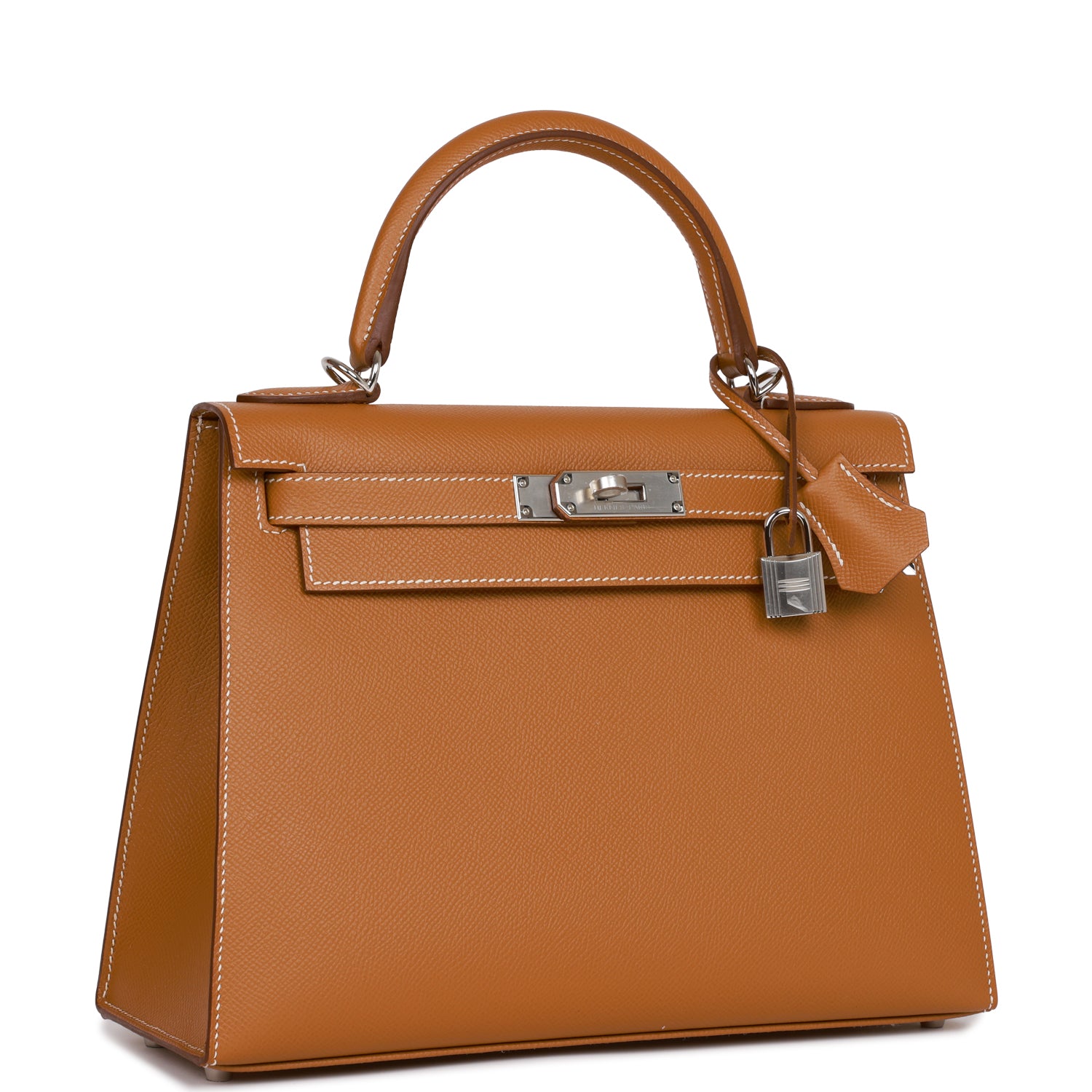 Hermes Kelly Sellier Epsom Palladium Hardware Handbag Gold Travel Bag
