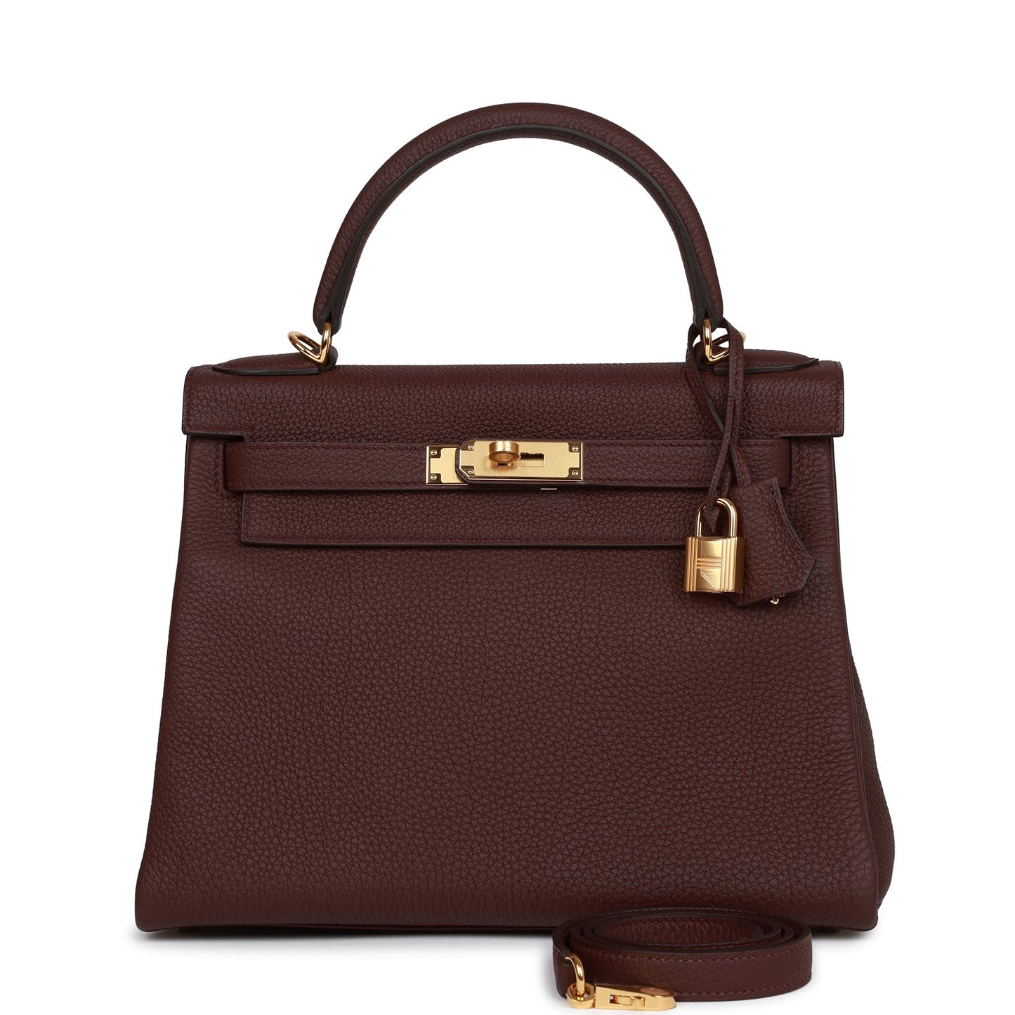 Hermes Kelly Retourne Bordeaux Togo Hardware Handbag Gold Travel Bag