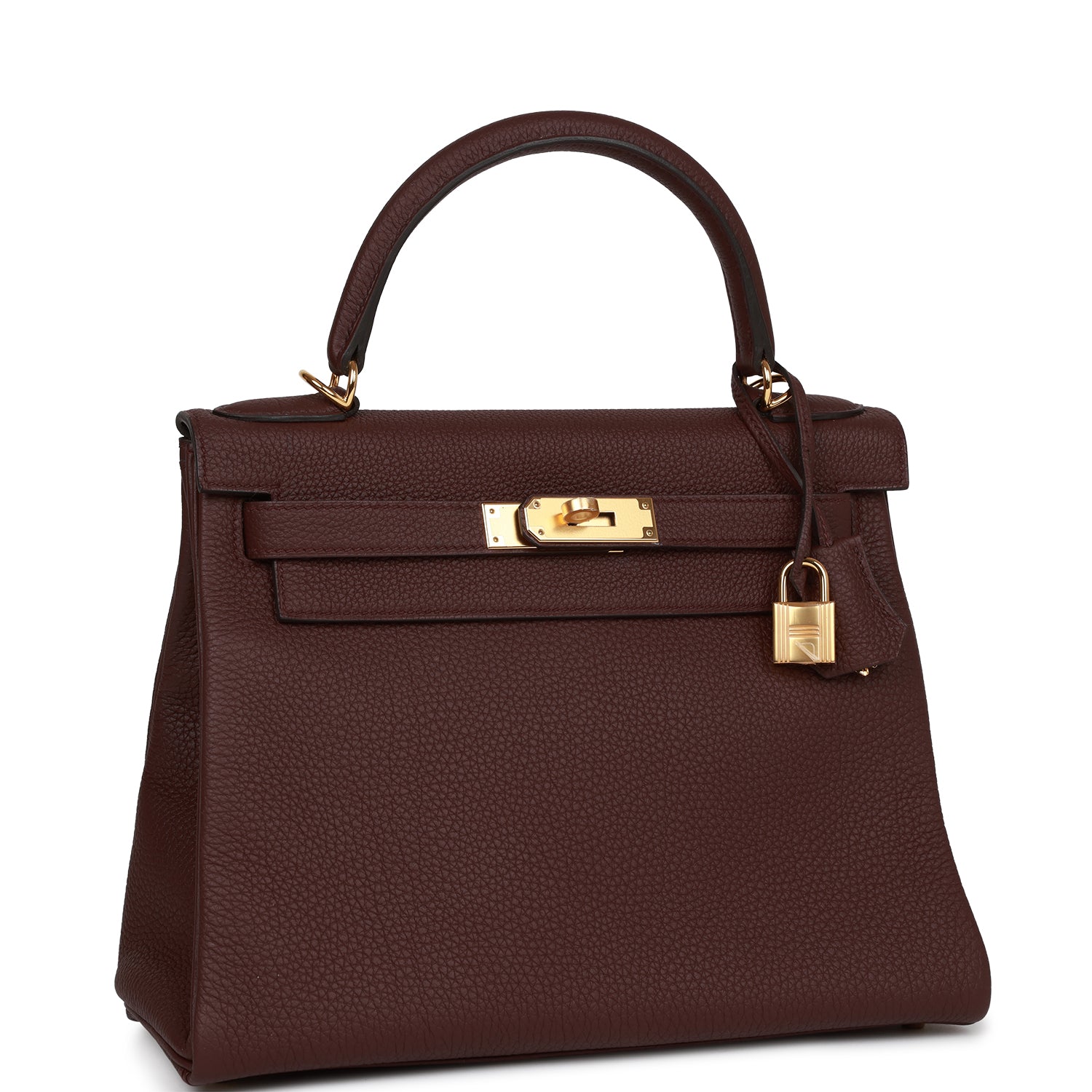 Hermes Kelly Retourne Bordeaux Togo Hardware Handbag Gold Travel Bag