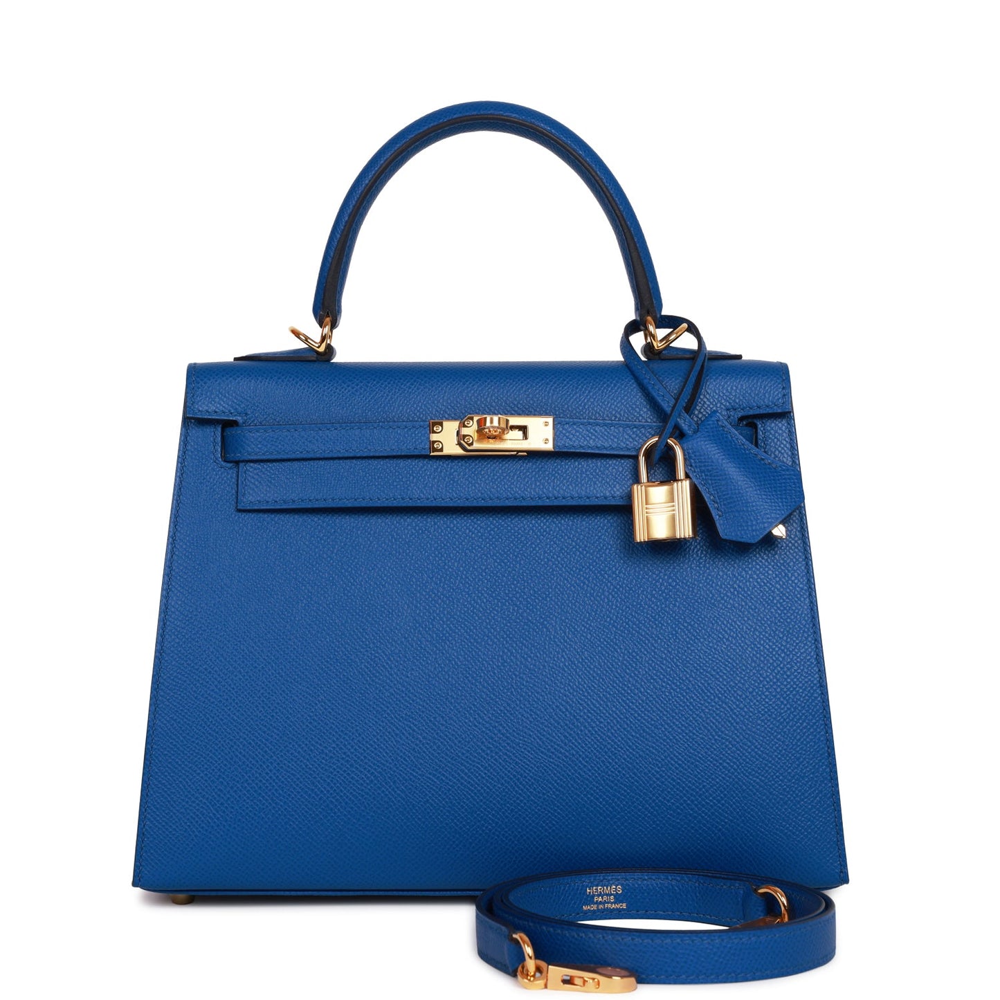 Hermes Kelly Sellier Bleu France Epsom Hardware Handbag Gold Travel Bag Hardware 1