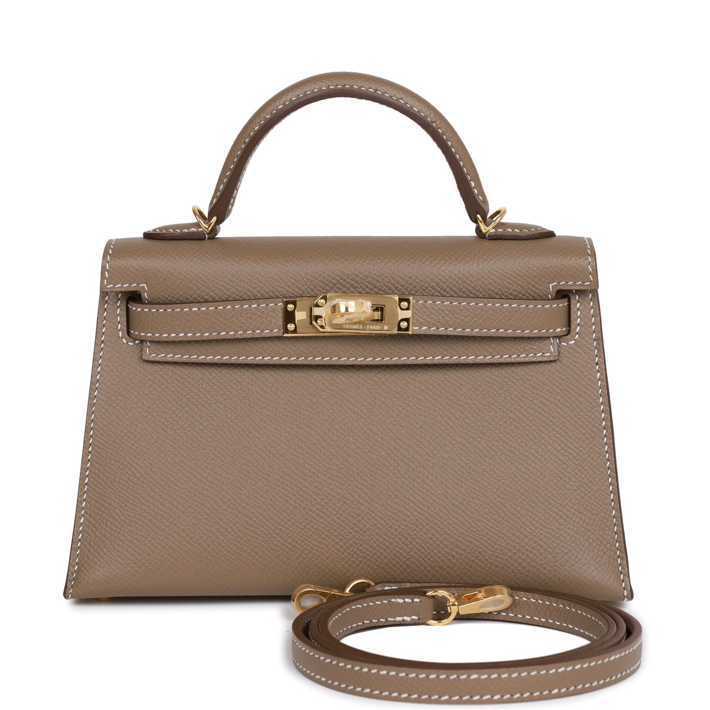 Hermes Kelly Sellier Etoupe Epsom Hardware Handbag Gold Travel Bag 6