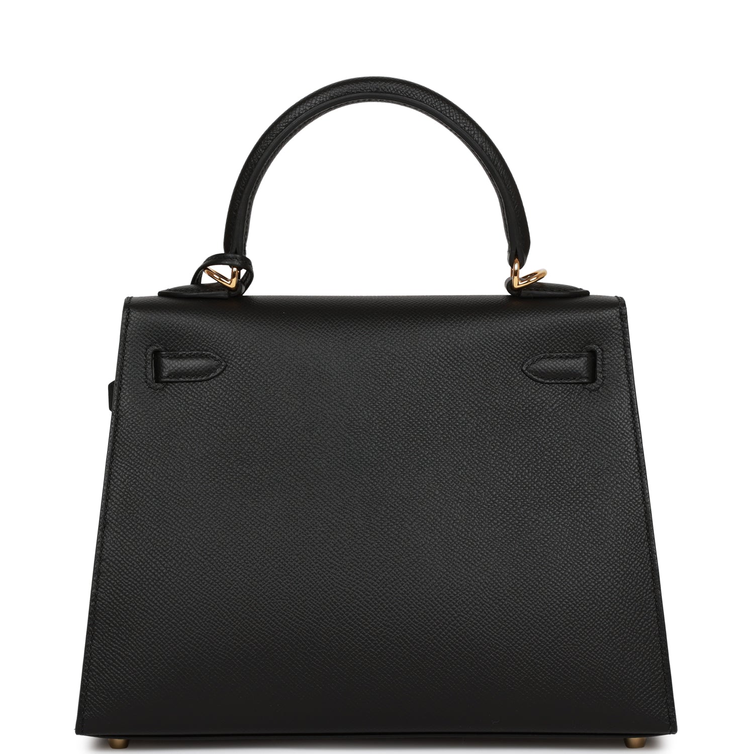 Hermes Kelly Sellier Epsom Hardware Handbag Black Gold Travel Bag 17