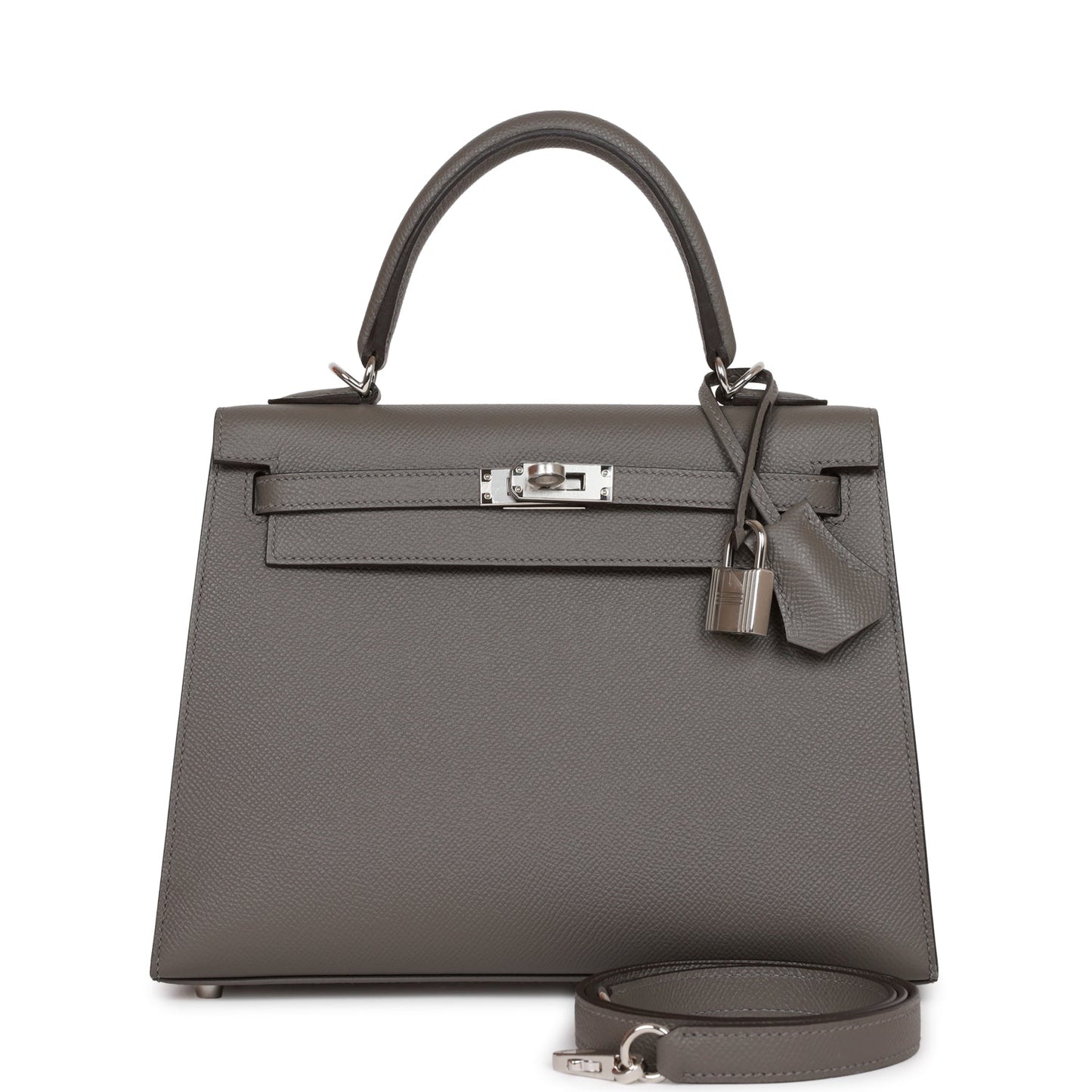 Hermes Kelly Sellier Gris Meyer Epsom Palladium Hardware Travel Bag Palladium Hardware
