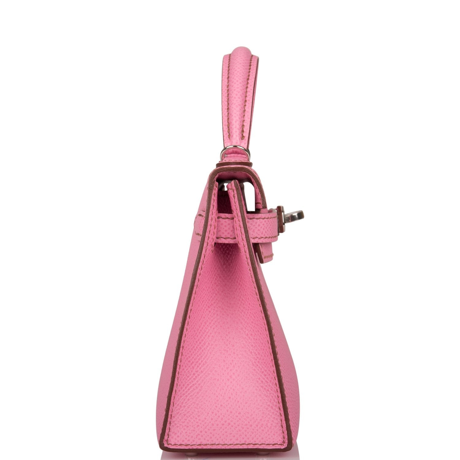 Hermes Kelly Sellier Bubblegum Epsom Palladium Hardware Handbag Travel Bag