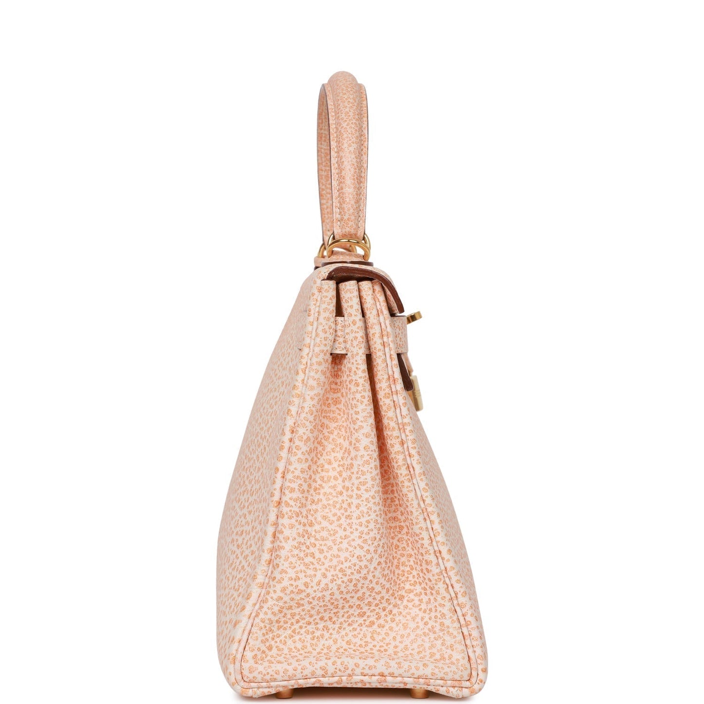 Hermes Luxury Kelly Retourne Orange Dalmatian Buffalo Hardware Gold Travel Bag