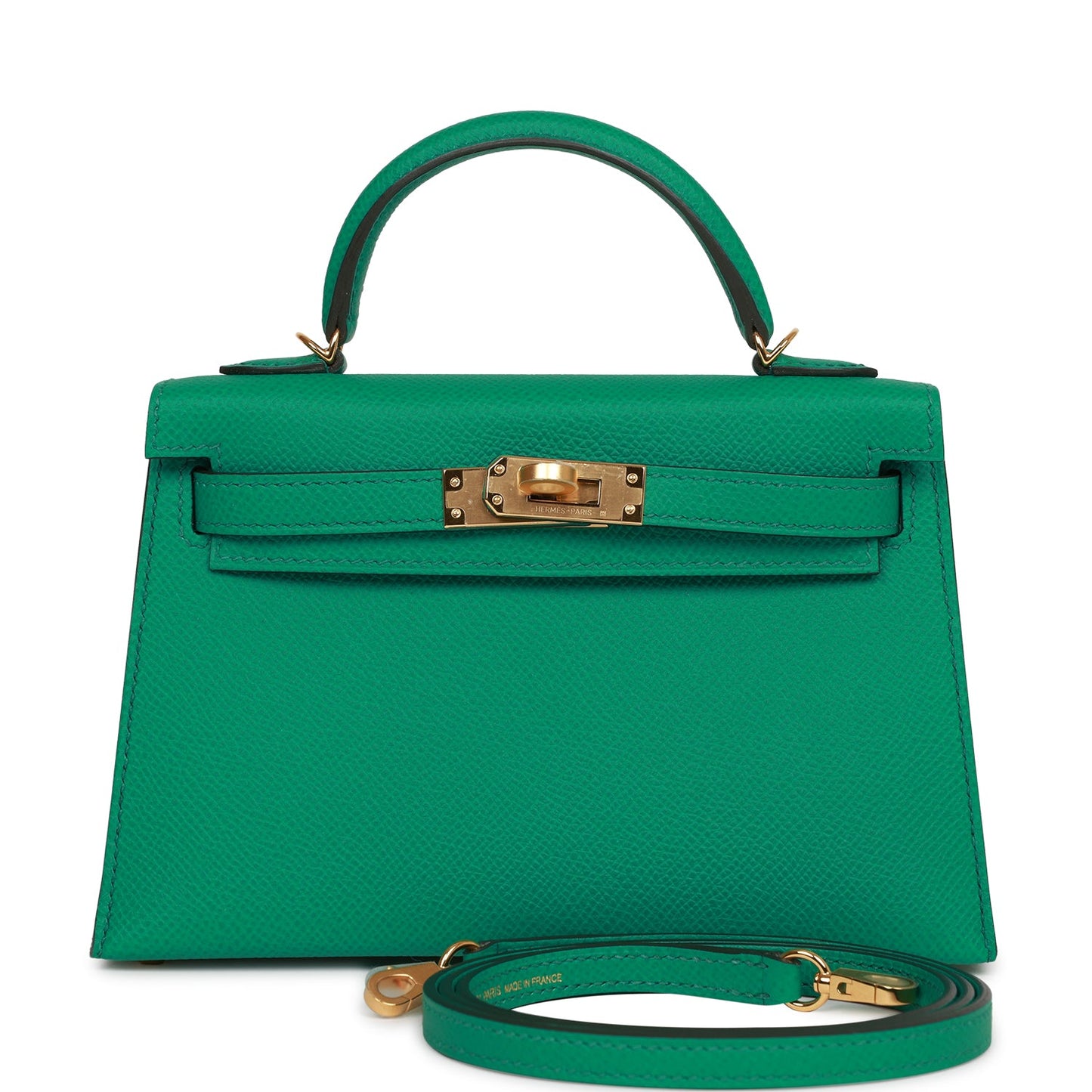 Hermes Kelly Sellier Vert Jade Epsom Hardware Payment Gold Travel Bag