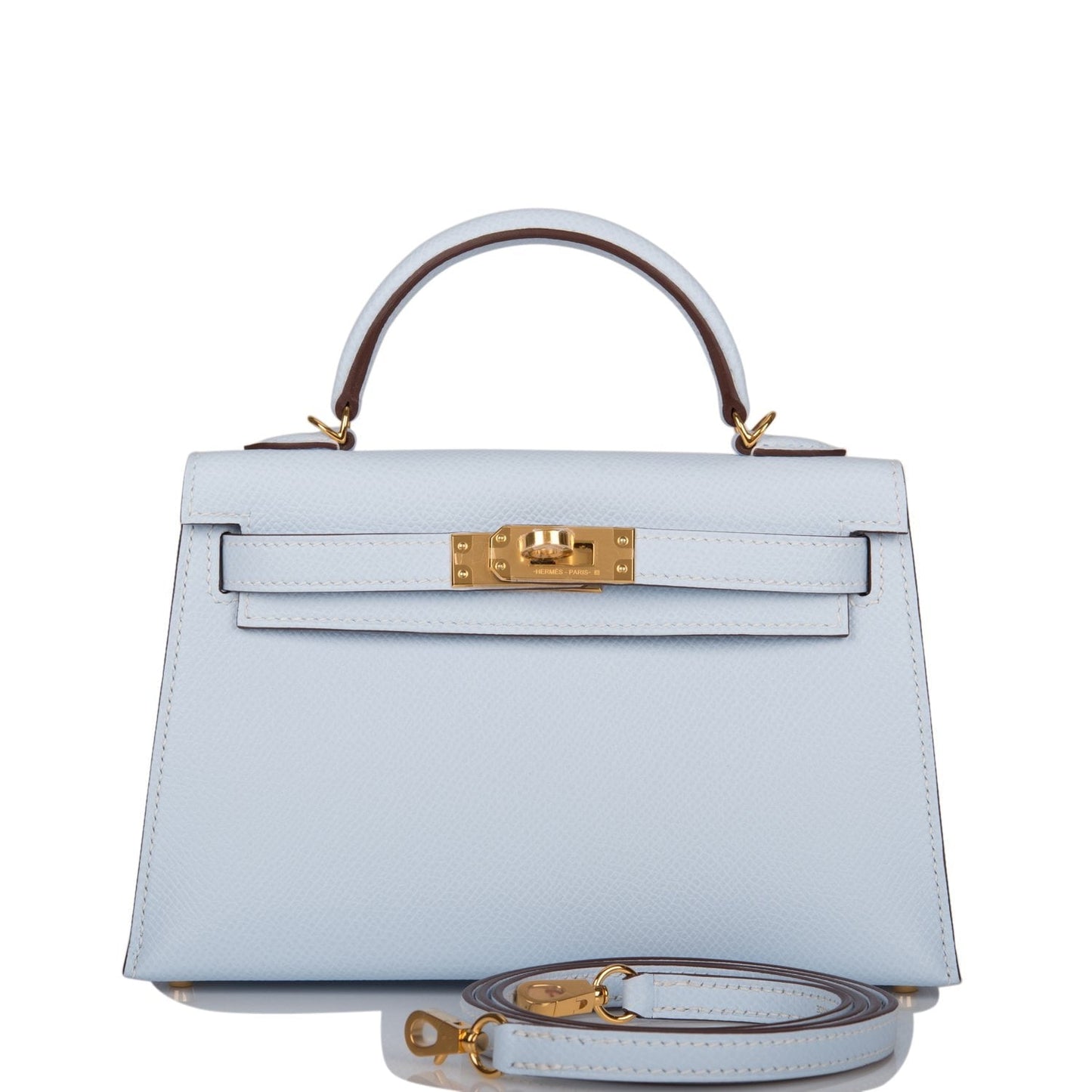 Hermes Kelly Sellier Bleu Brume Epsom Hardware Handbag Gold Travel Bag 8