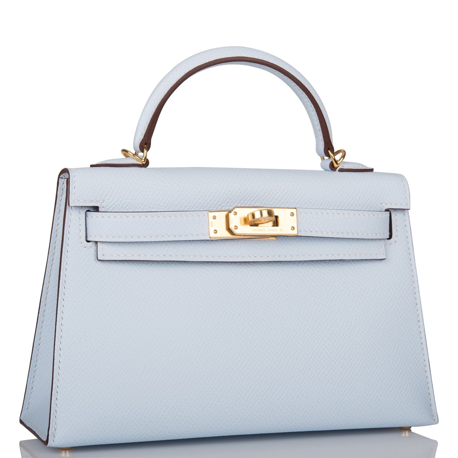 Hermes Kelly Sellier Bleu Brume Epsom Hardware Handbag Gold Travel Bag 8