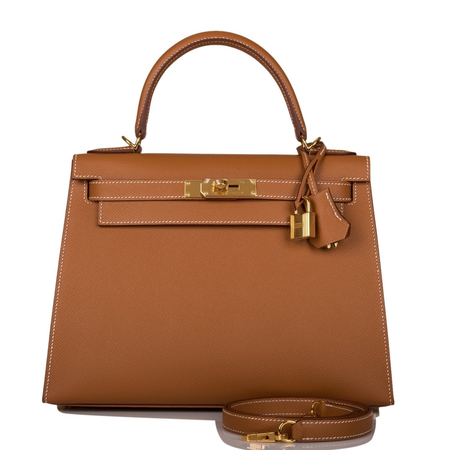 Hermes Kelly Sellier Epsom Hardware Handbag Gold Travel Bag 11