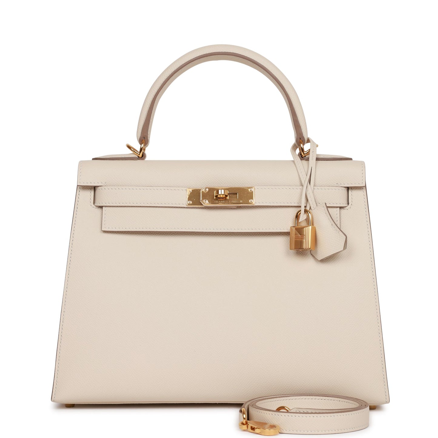 Hermes Kelly Sellier Craie Epsom Hardware Handbag Gold Travel Bag