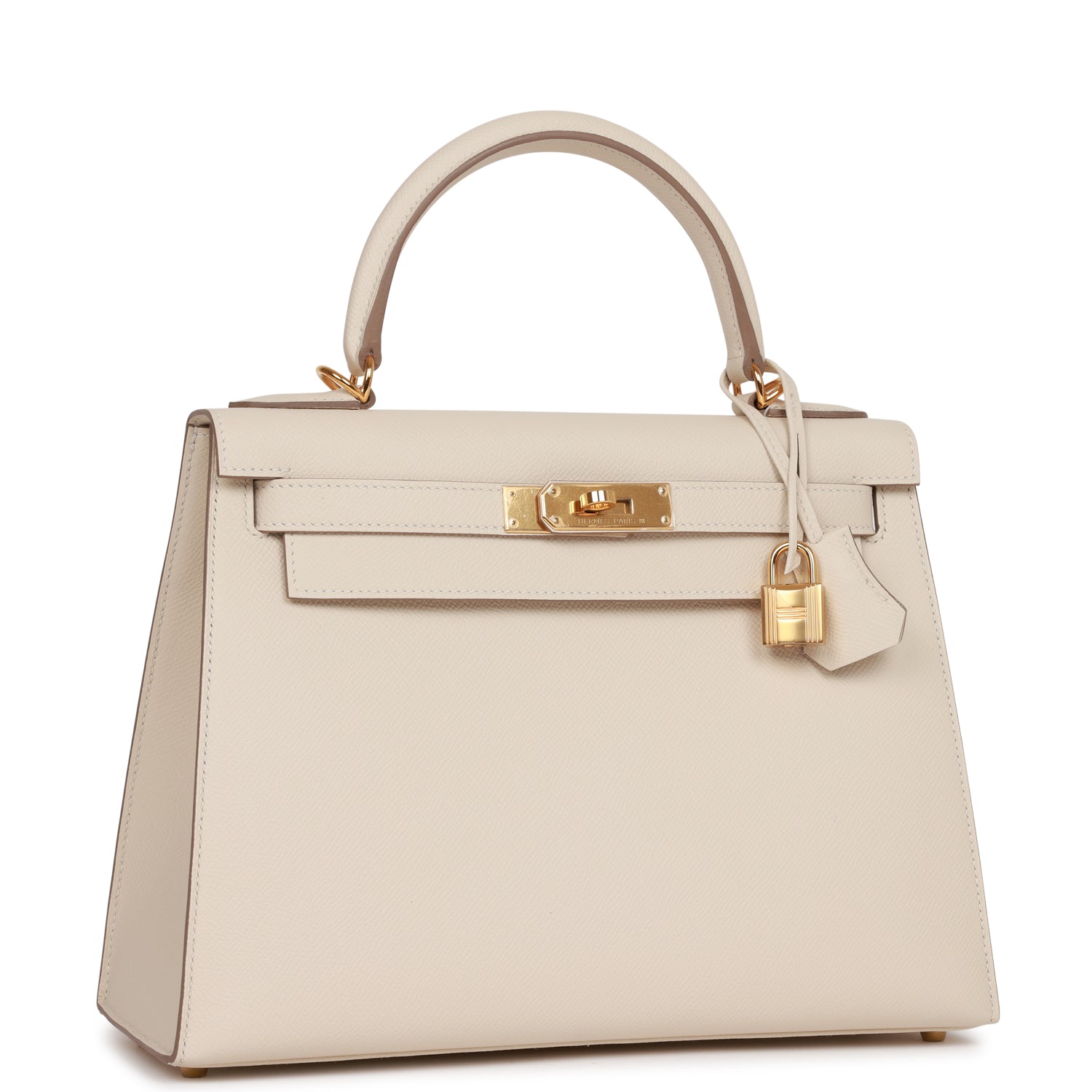 Hermes Kelly Sellier Craie Epsom Hardware Handbag Gold Travel Bag