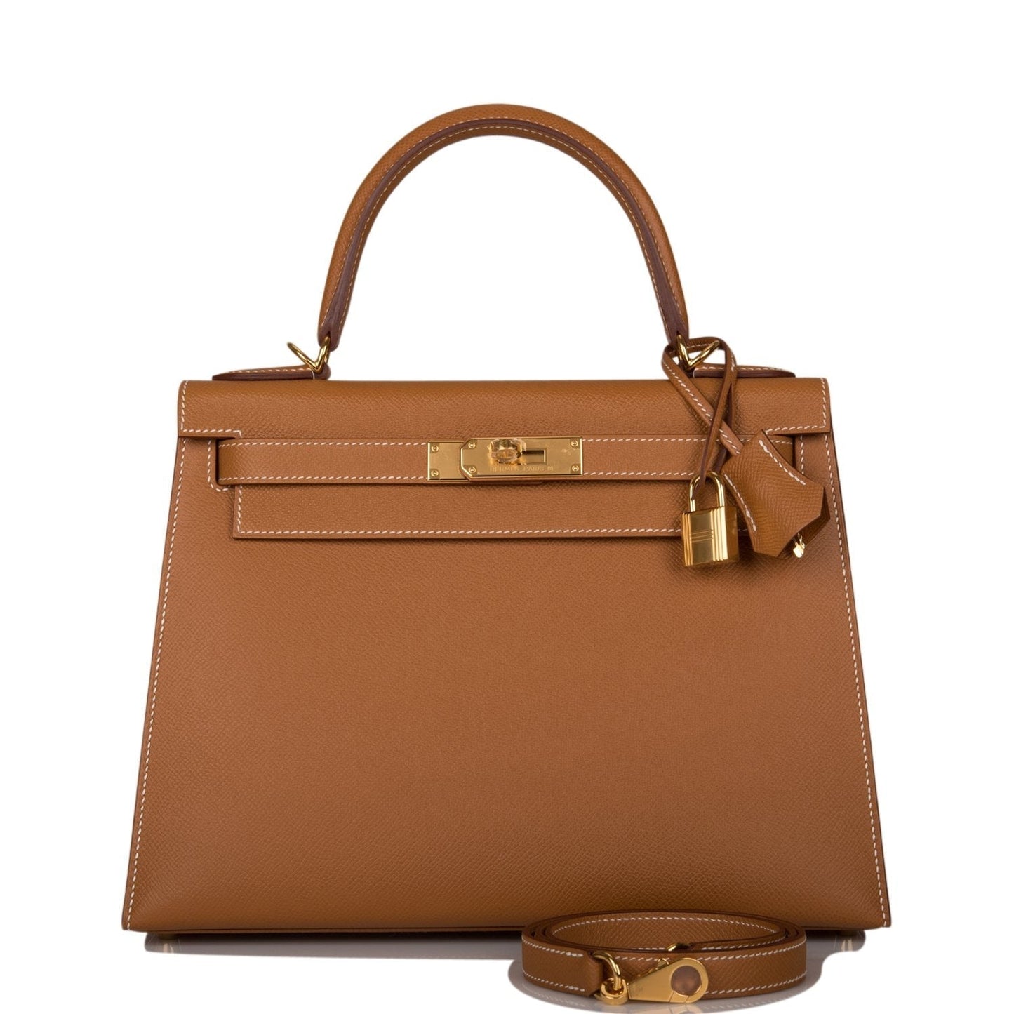 Hermes Kelly Sellier Epsom Hardware Handbag Gold Travel Bag 9