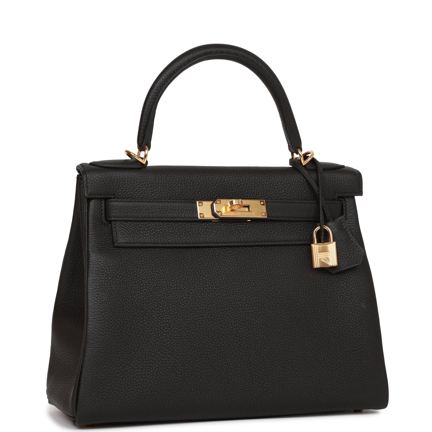 Hermes Kelly Retourne Togo Hardware Handbag Black Gold Travel Bag
