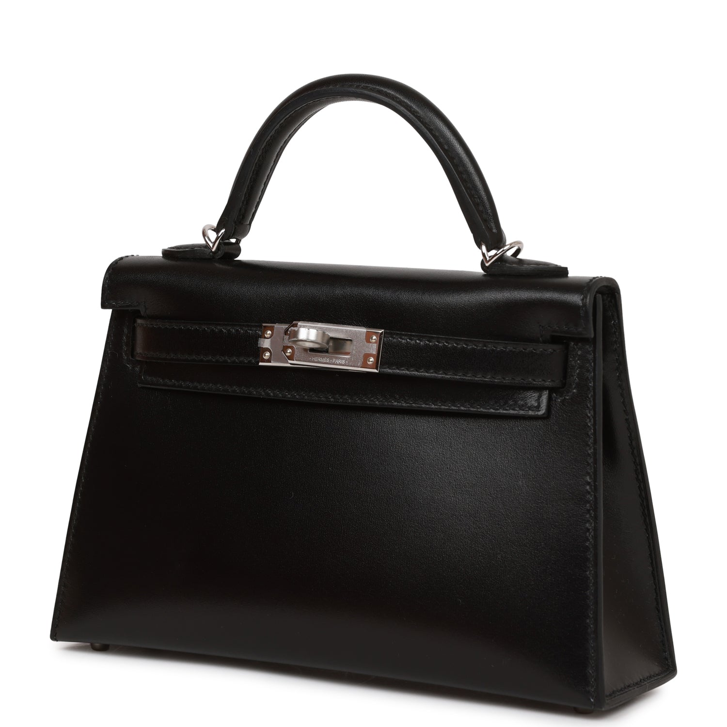 Hermes Kelly Sellier Box Palladium Hardware Handbag Black Travel Bag