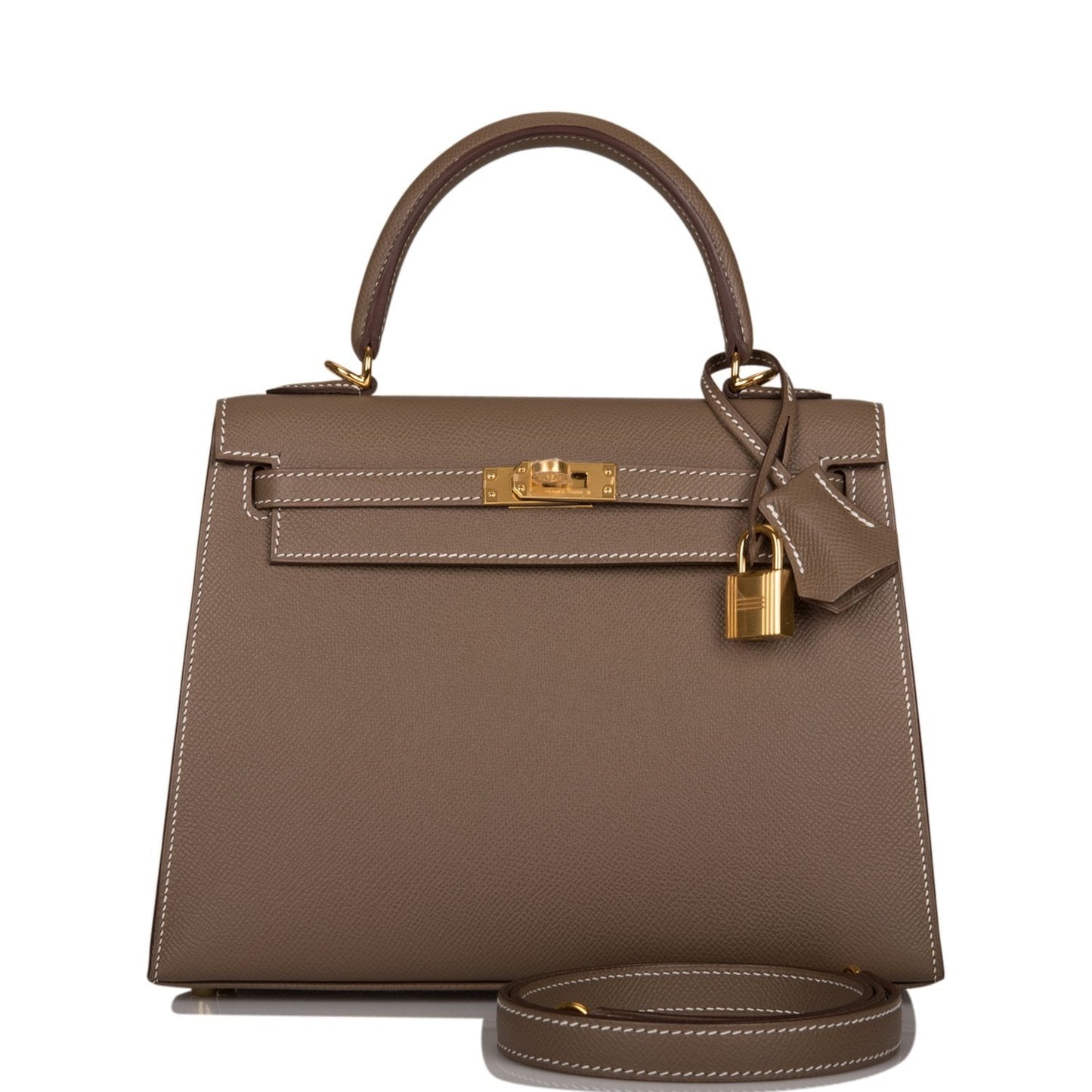 Hermes Kelly Sellier Etoupe Epsom Hardware Handbag Gold Travel Bag Gold Hardware