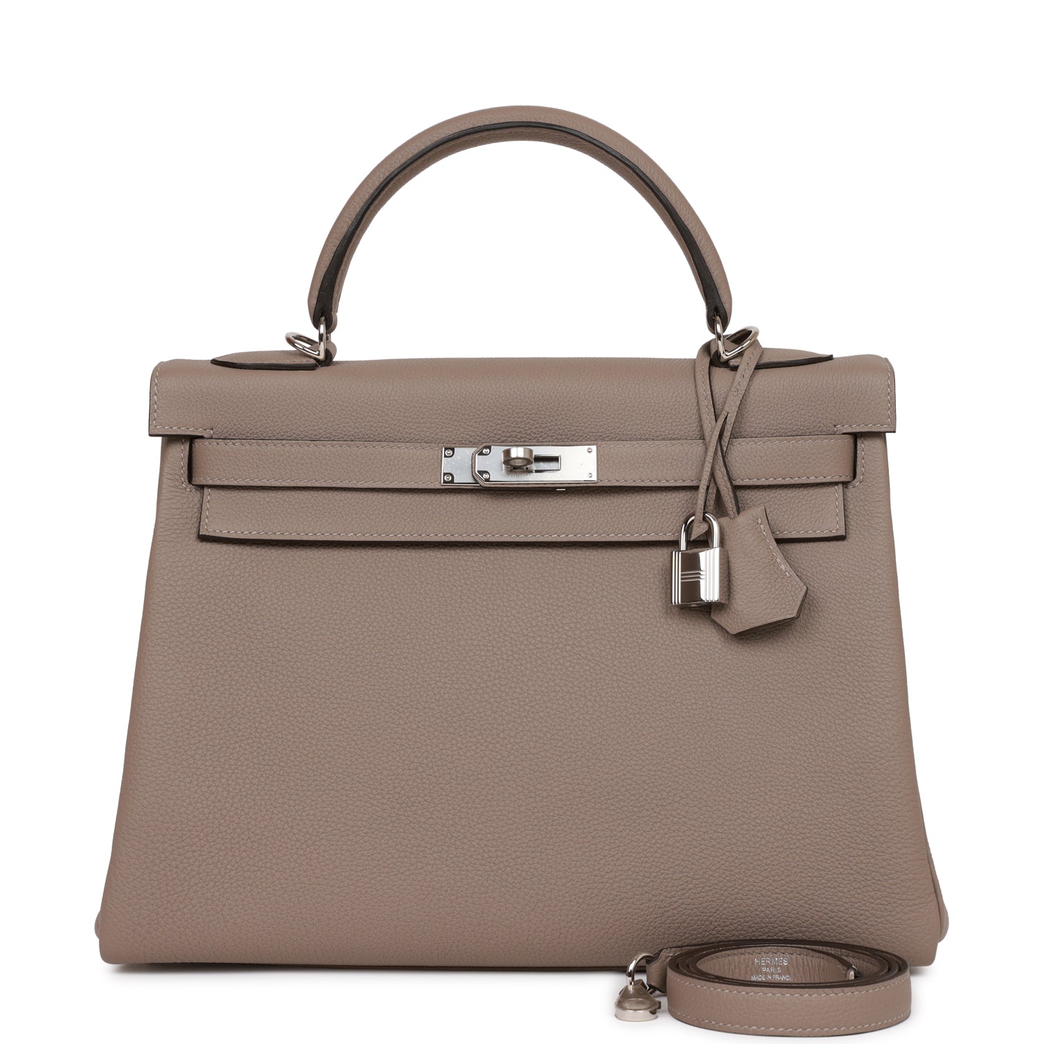 Hermes Kelly Retourne Gris Asphalte Togo Palladium Hardware Travel Bag