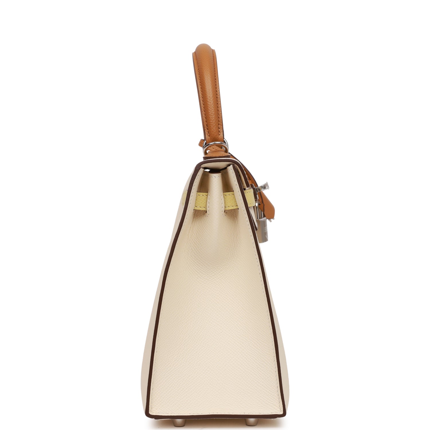 Hermes Kelly Sellier Tri Color Nata Jaune Poussin Travel Bag Hardware 1
