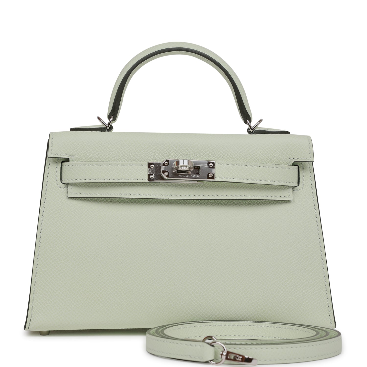 Hermes Kelly Sellier Vert Fizz Epsom Palladium Hardware Travel Bag Palladium Hardware