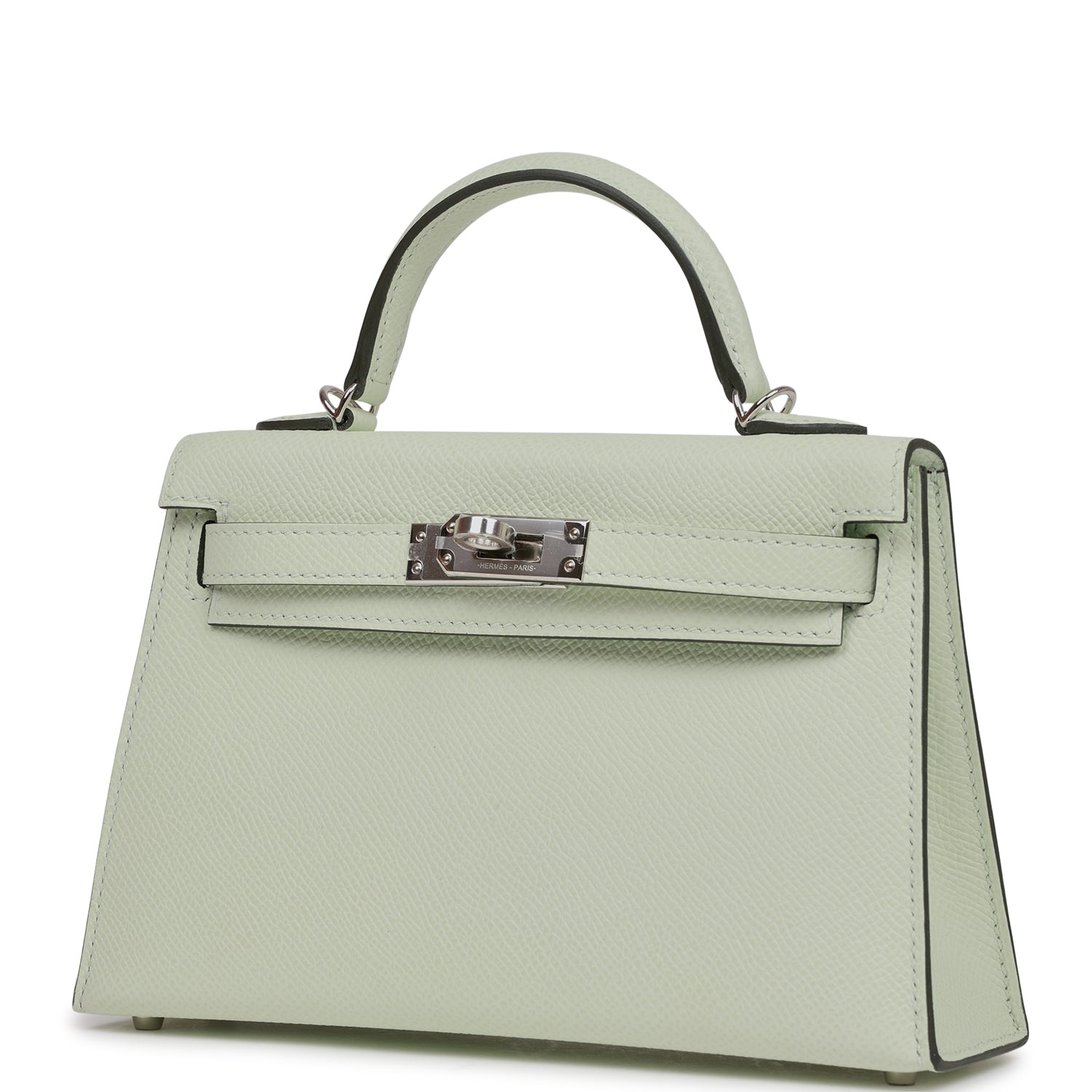 Hermes Kelly Sellier Vert Fizz Epsom Palladium Hardware Travel Bag Palladium Hardware