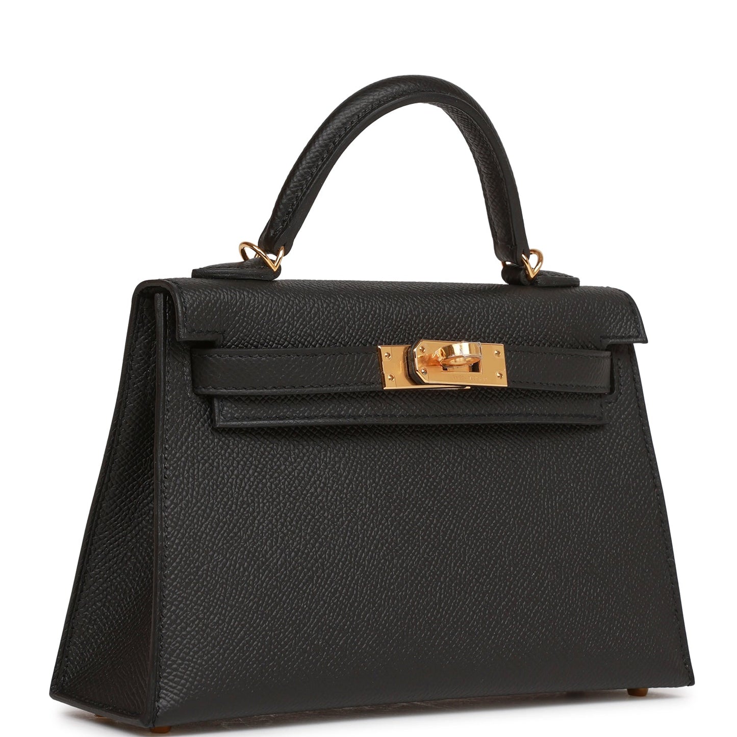 Hermes Kelly Sellier Epsom Hardware Handbag Black Gold Travel Bag 31