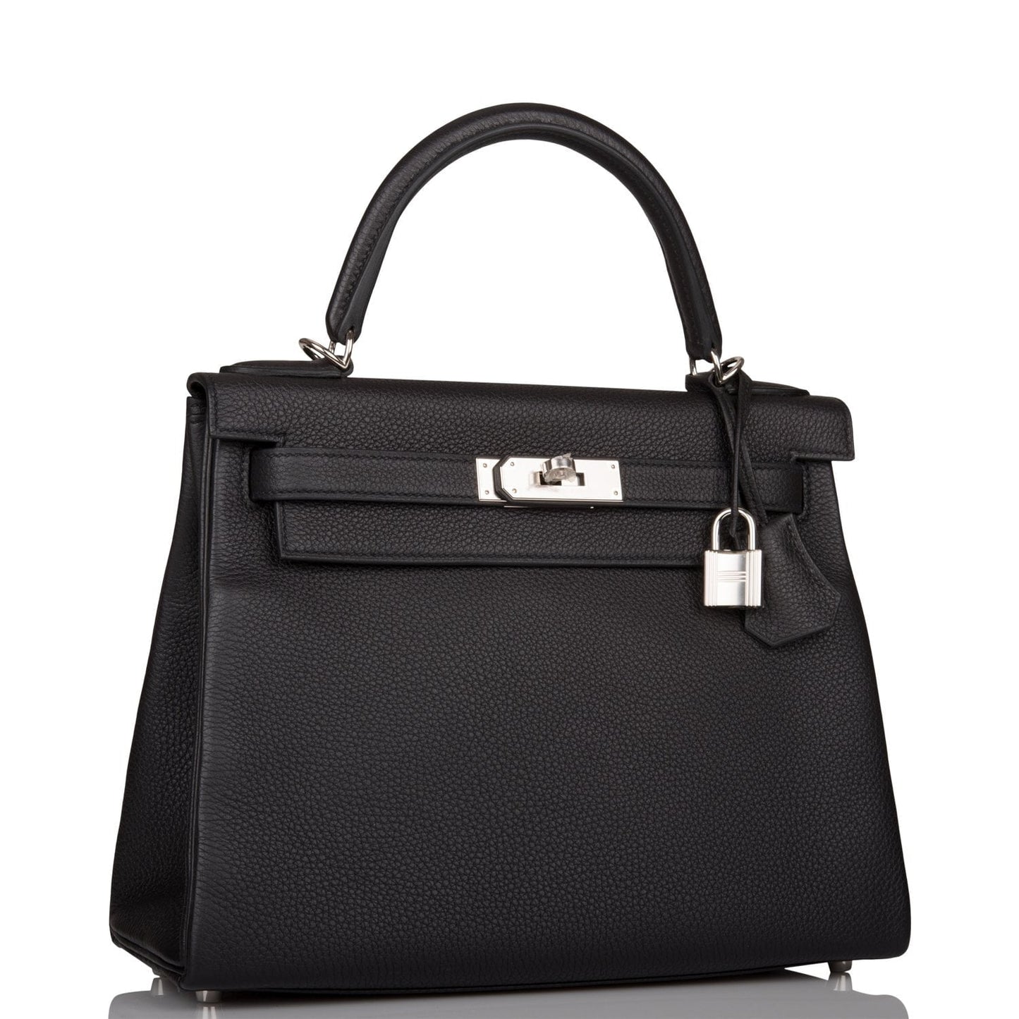 Hermes Kelly Retourne Togo Palladium Hardware Handbag Black Travel Bag Palladium Hardware