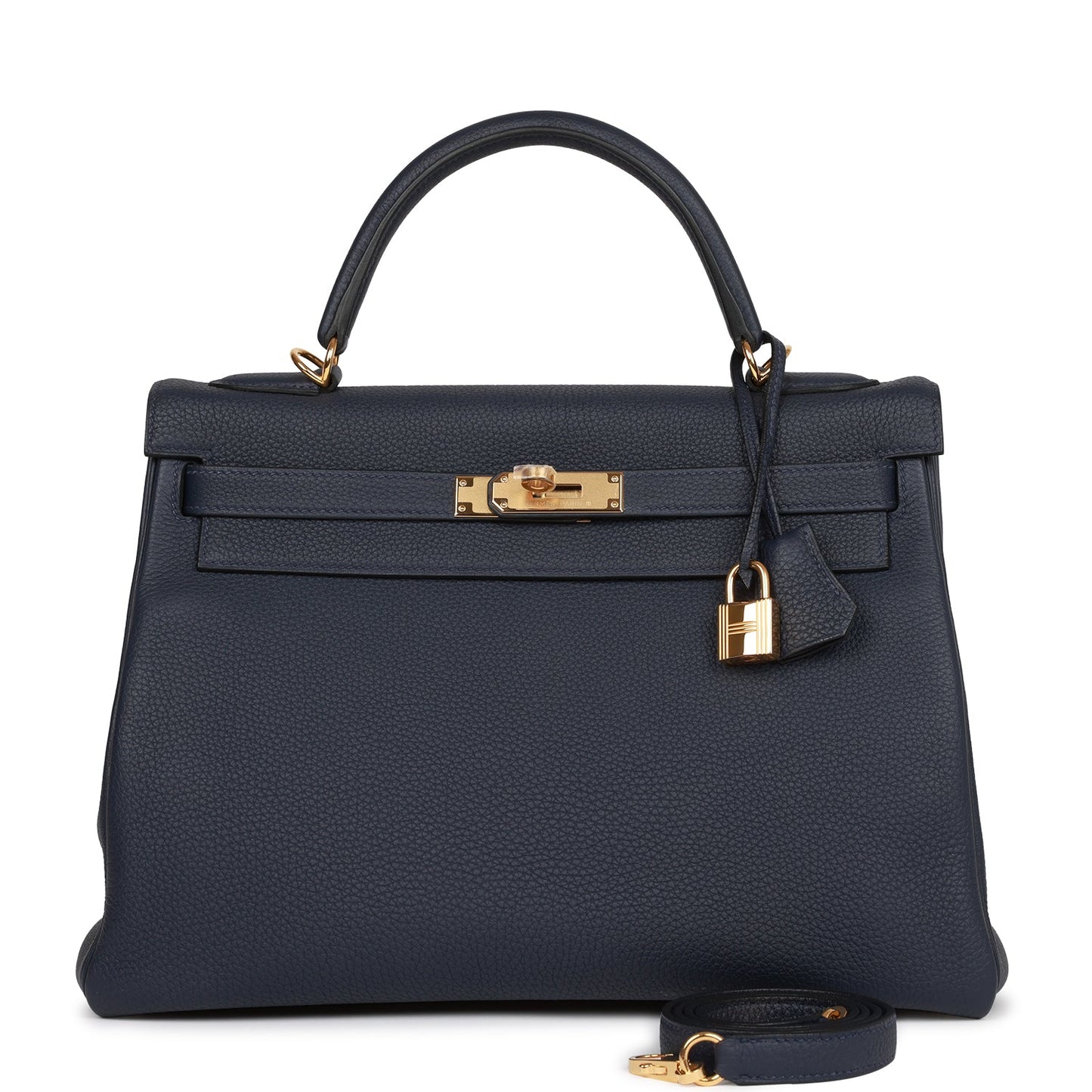 Hermes Kelly Retourne Bleu Nuit Togo Hardware Handbag Gold Travel Bag
