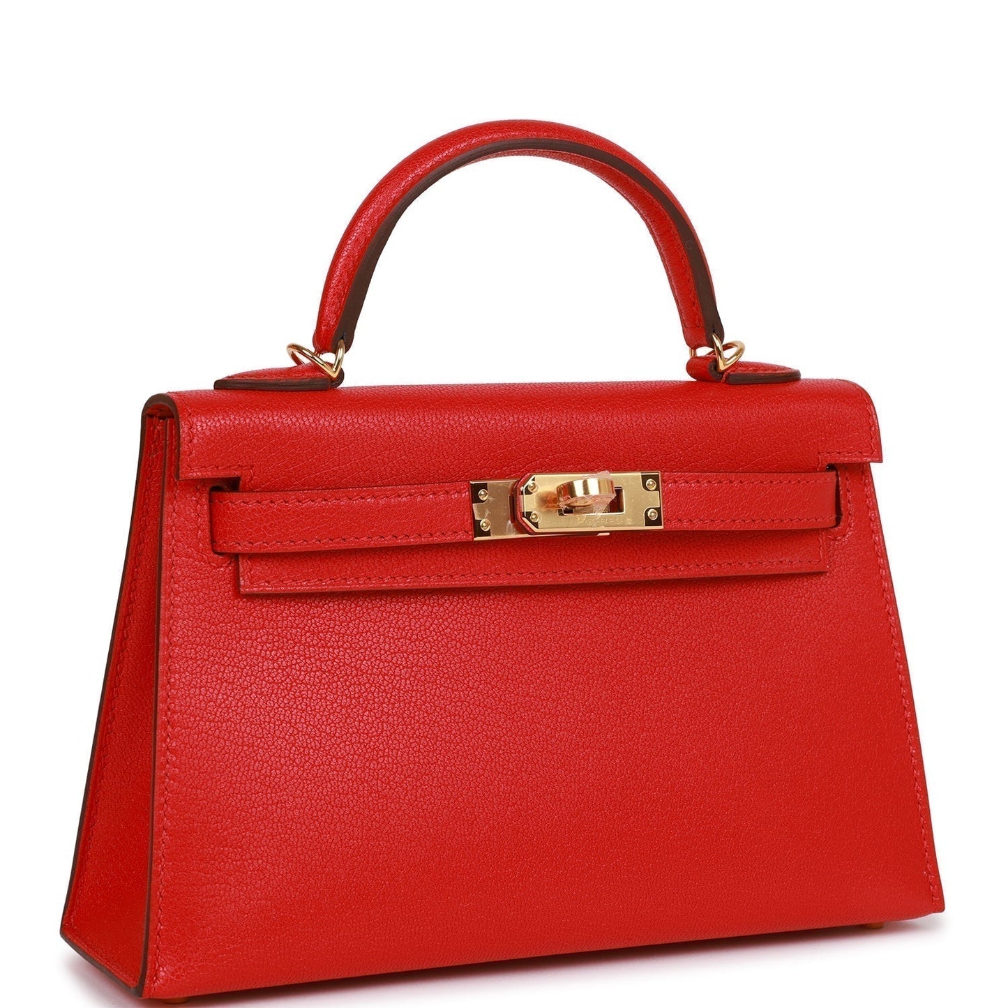 Hermes Kelly Sellier Rouge De Coeur Chevre Hardware Gold Travel Bag